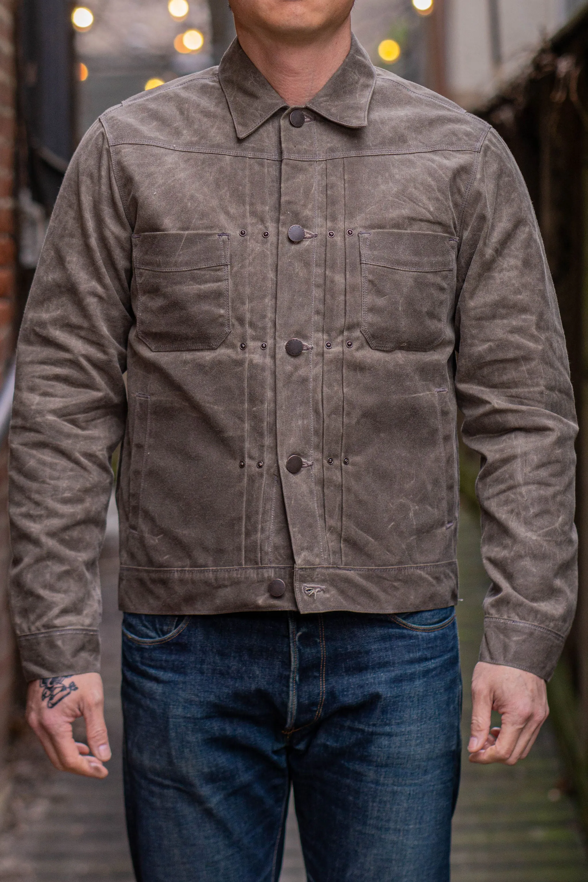 Freenote Cloth Riders Jacket Waxed Canvas - Oak sold by Franklin and Poe