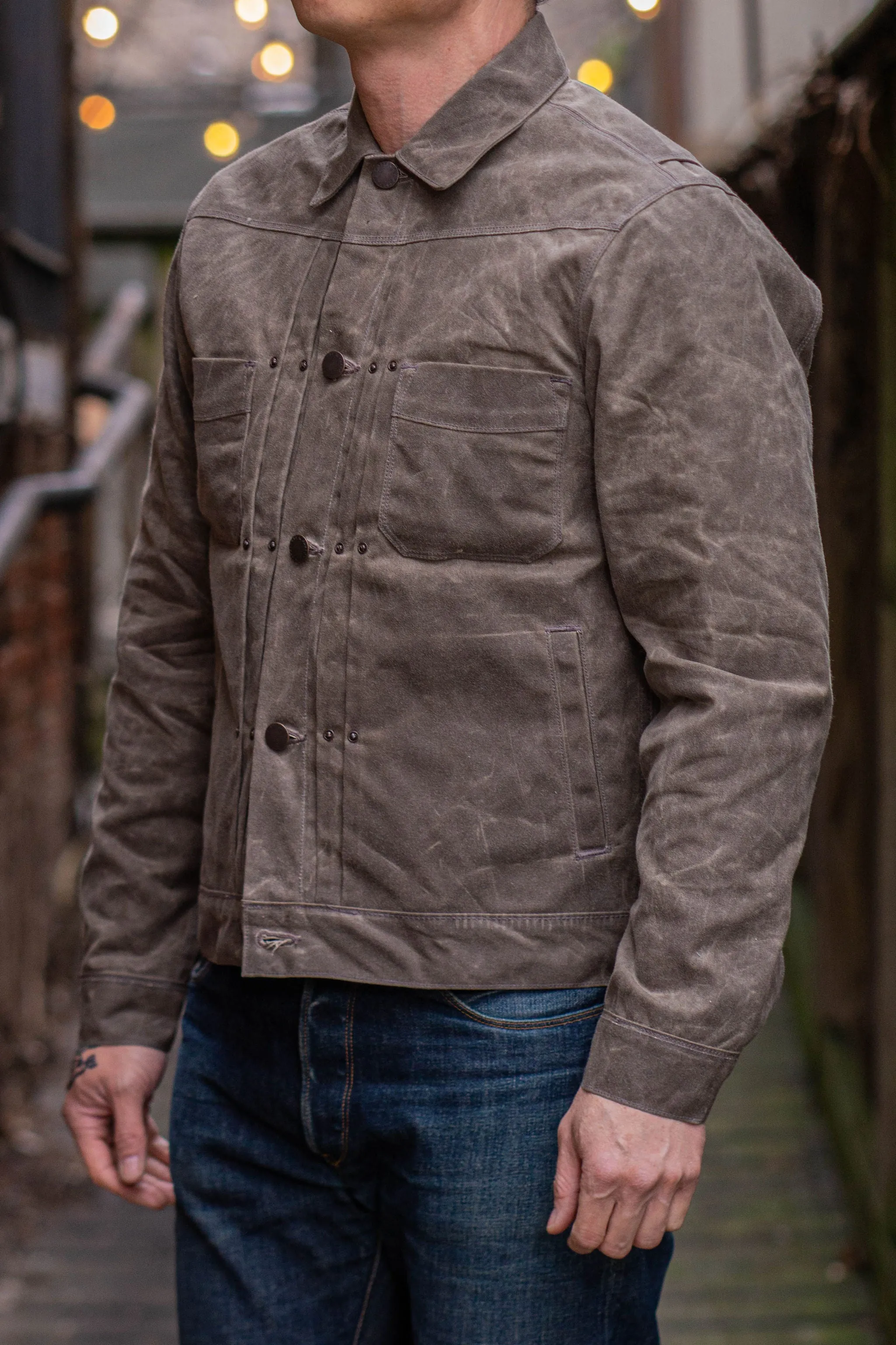 Freenote Cloth Riders Jacket Waxed Canvas - Oak sold by Franklin and Poe product image thumbnail 2