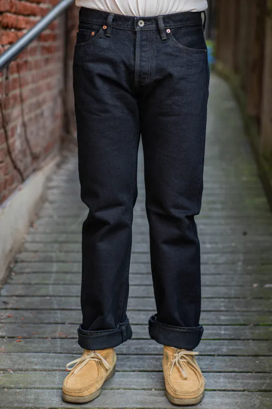 Iron Heart IH-634S-B 21oz Selvedge Denim Straight Cut Jeans - Indigo Overdyed Black sold by Franklin and Poe