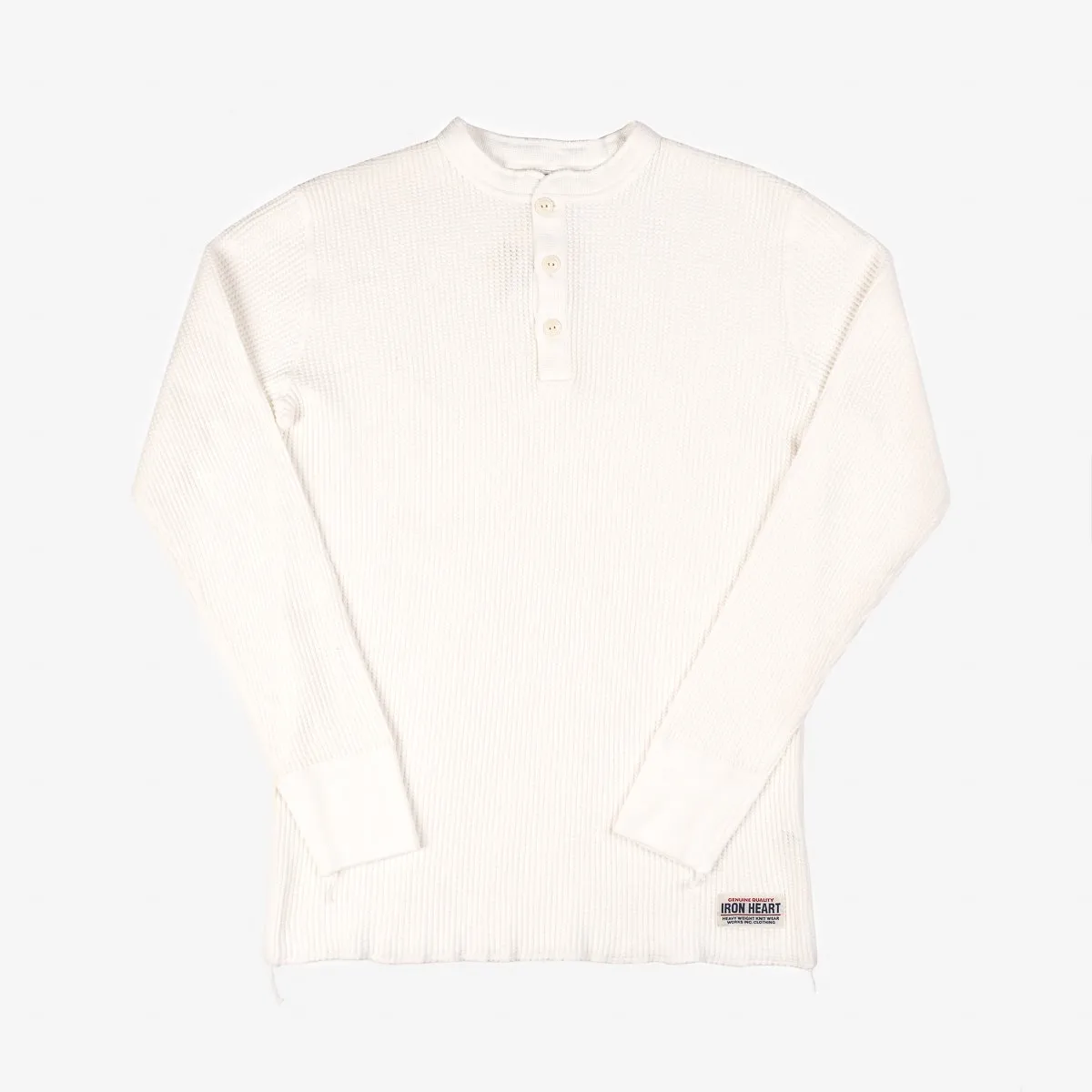 Iron Heart IHTL-1213-WHT Waffle Knit Long Sleeved Thermal Henley - White sold by Franklin and Poe product image thumbnail 3