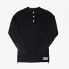 Iron Heart IHTL-1213-BLK Waffle Knit Long Sleeved Thermal Henley - Black sold by Franklin and Poe