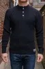 Iron Heart IHTL-1213-BLK Waffle Knit Long Sleeved Thermal Henley - Black sold by Franklin and Poe