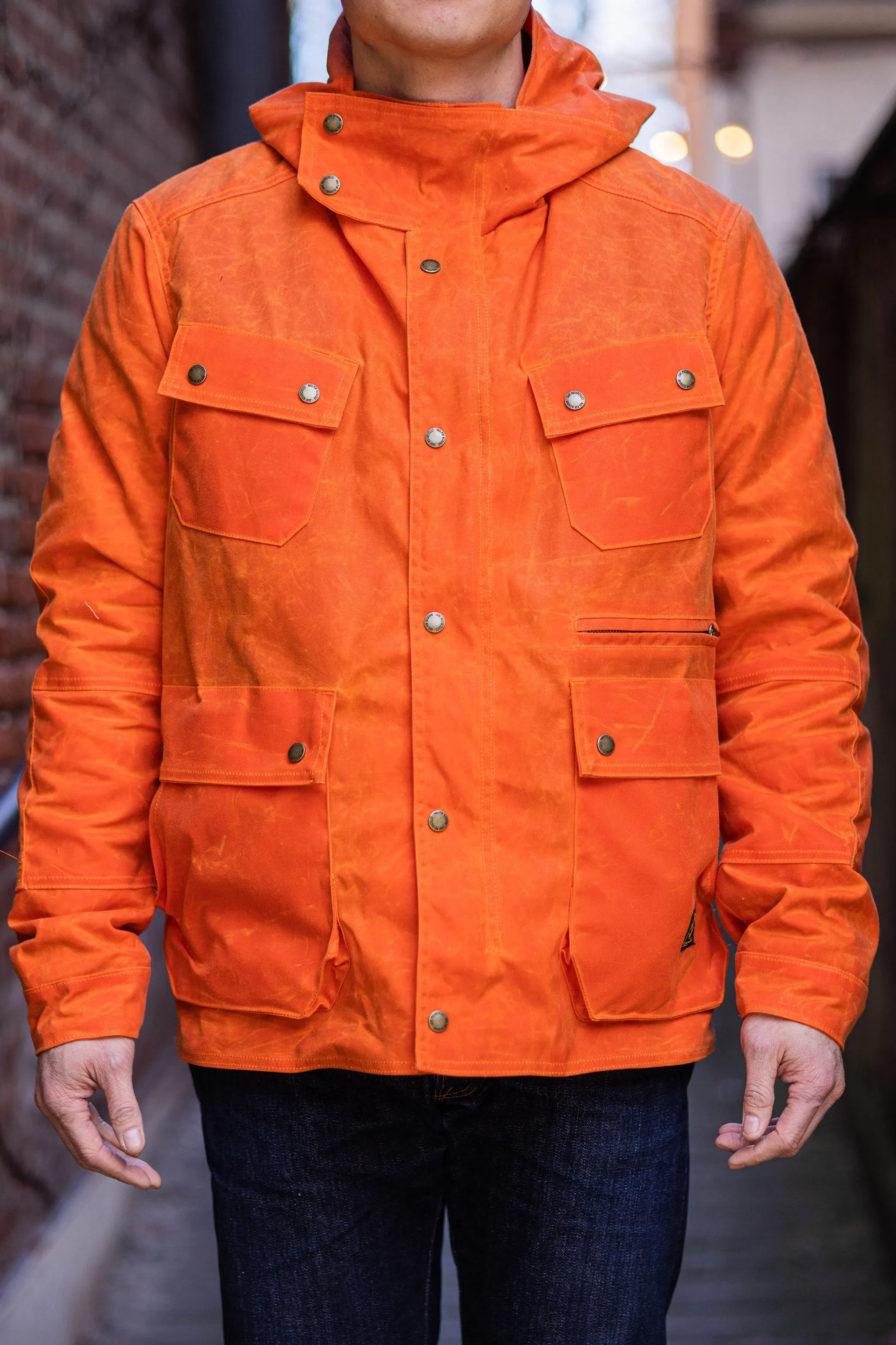 Jane Motorcycle Arctic Kingsland Parka - Waxed Orange sold by Franklin and Poe
