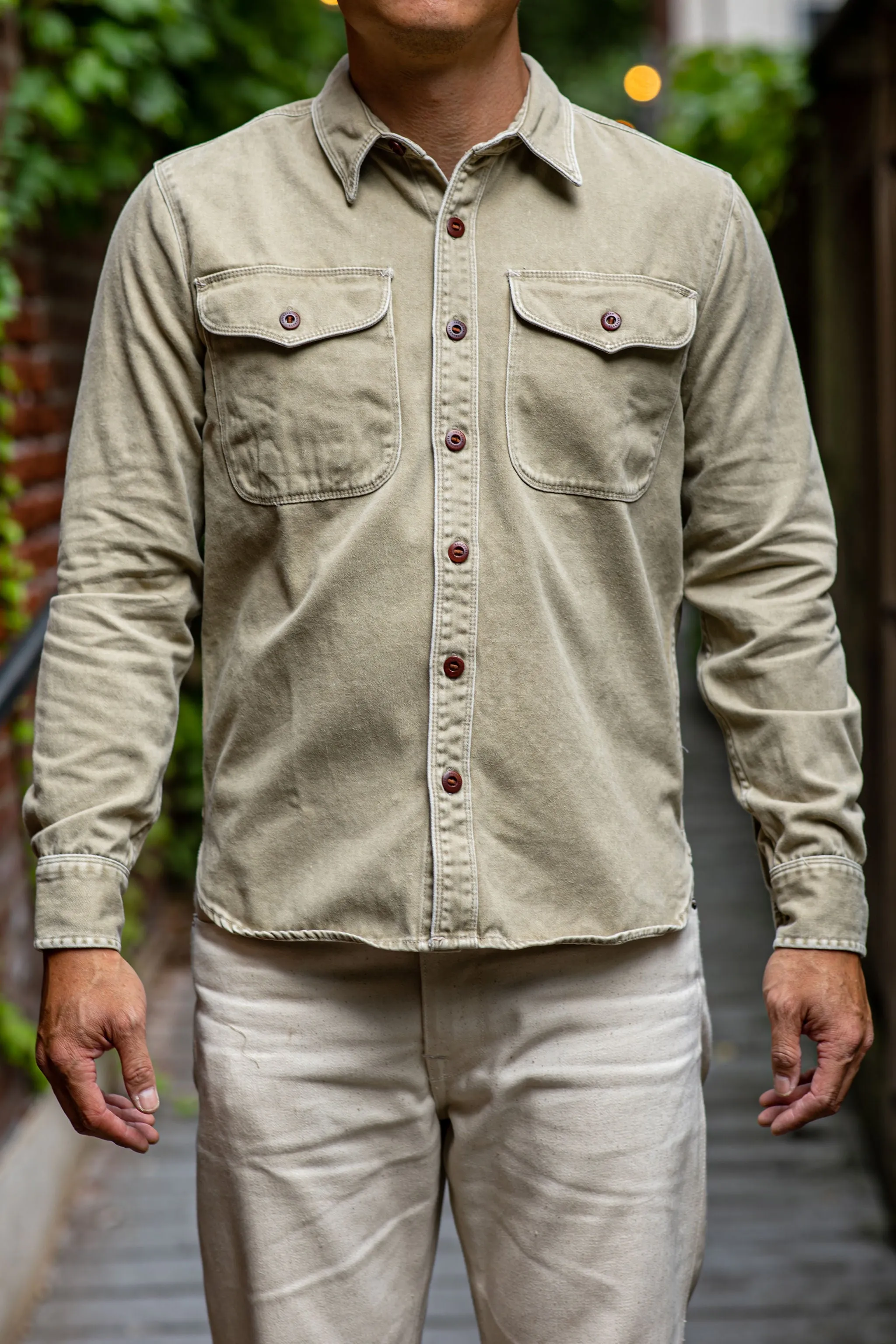 Freenote Cloth Utility - Khaki Red Buttons sold by Franklin and Poe
