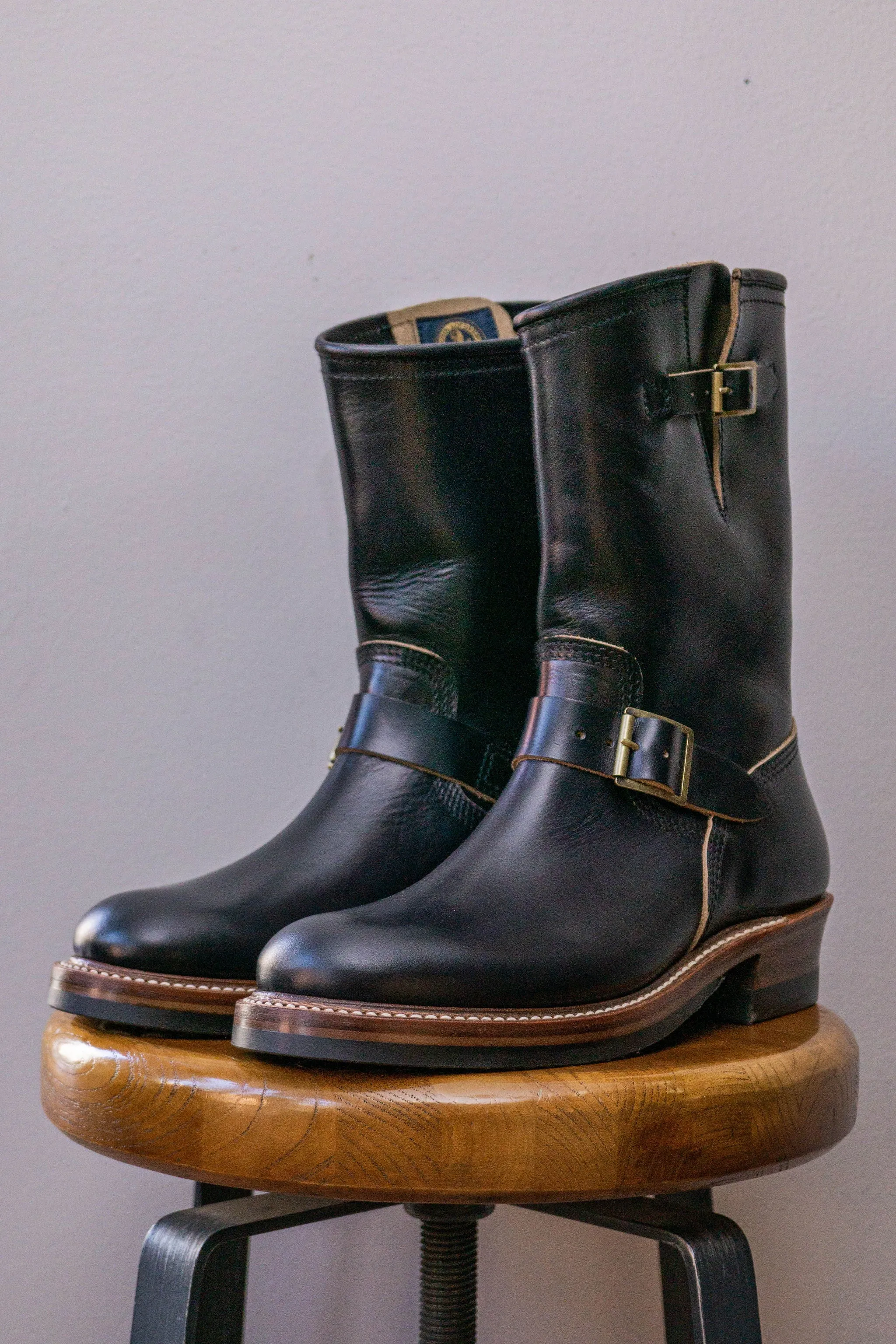 John Lofgren Wabash Engineer Boots - Horween CXL Black sold by Franklin and Poe