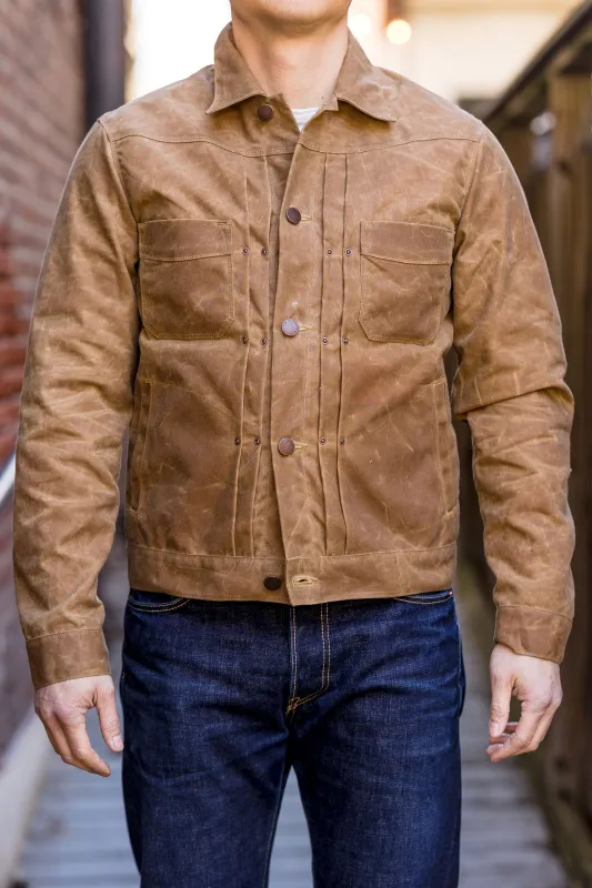 Freenote Cloth Riders Jacket Waxed Canvas- Rust sold by Franklin and Poe