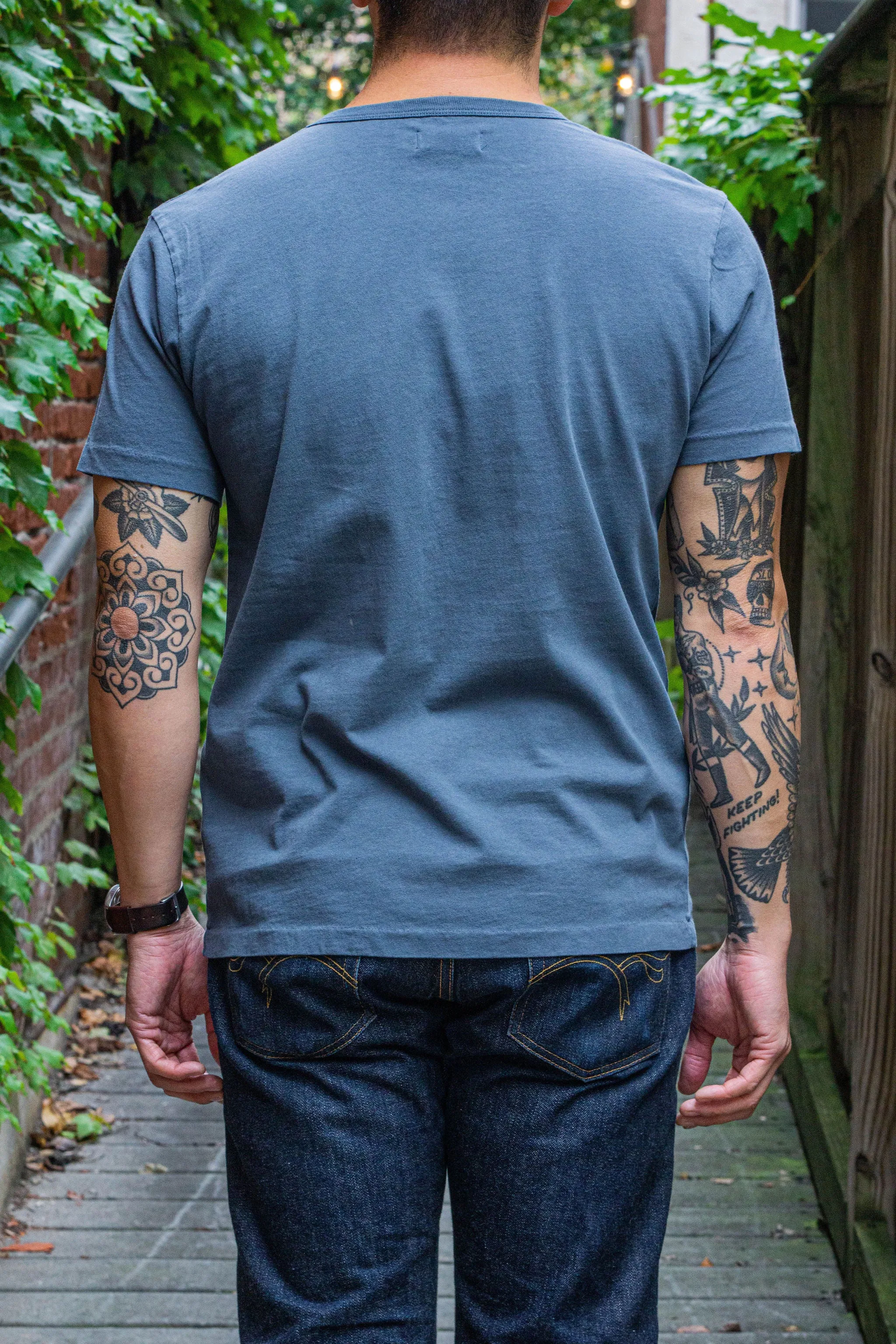 Freenote Cloth 9oz Pocket T-Shirt - Faded Blue sold by Franklin and Poe product image thumbnail 2