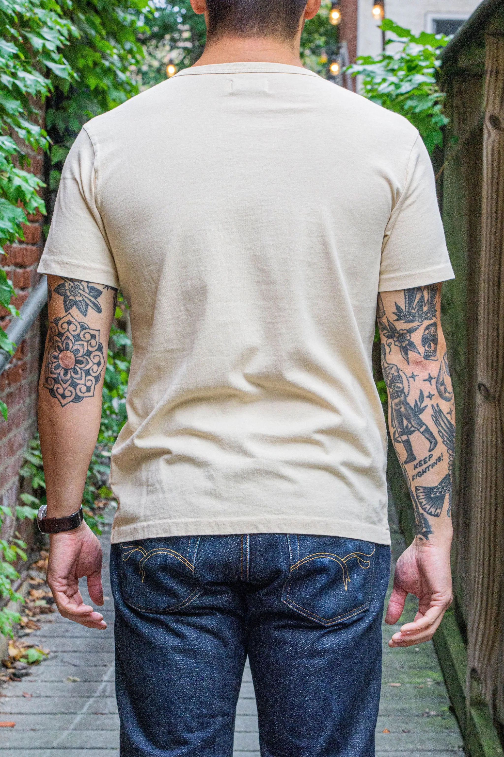 Freenote Cloth 9oz Pocket T-Shirt - Cream sold by Franklin and Poe product image thumbnail 2