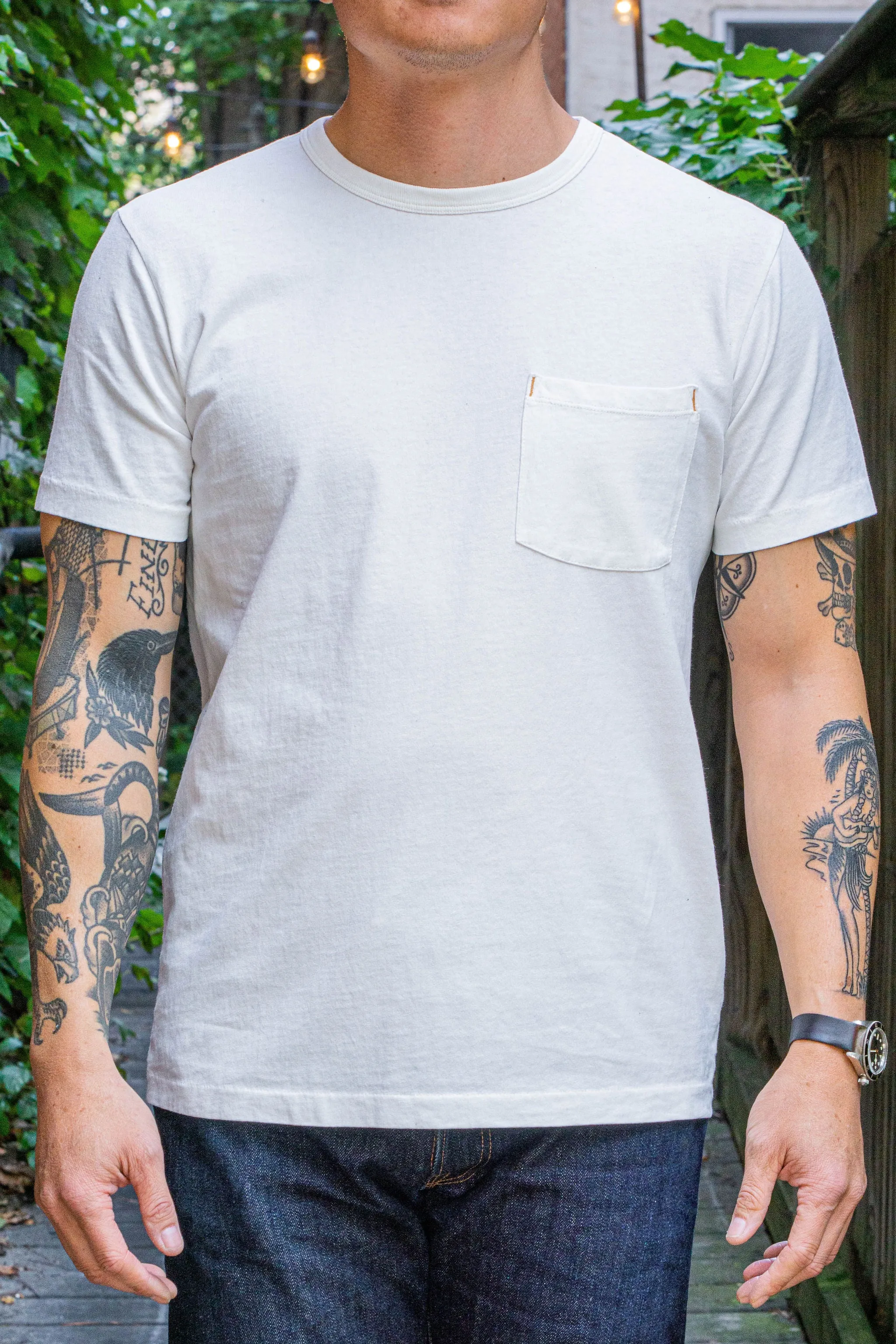 Freenote Cloth 9oz Pocket T-Shirt - White sold by Franklin and Poe
