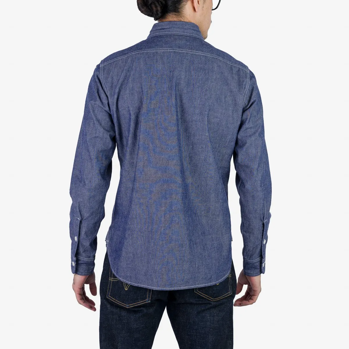 Iron Heart IHSH-363-NAV 10oz Organic Chambray Work Shirt - Navy Blue sold by Franklin and Poe product image thumbnail 2