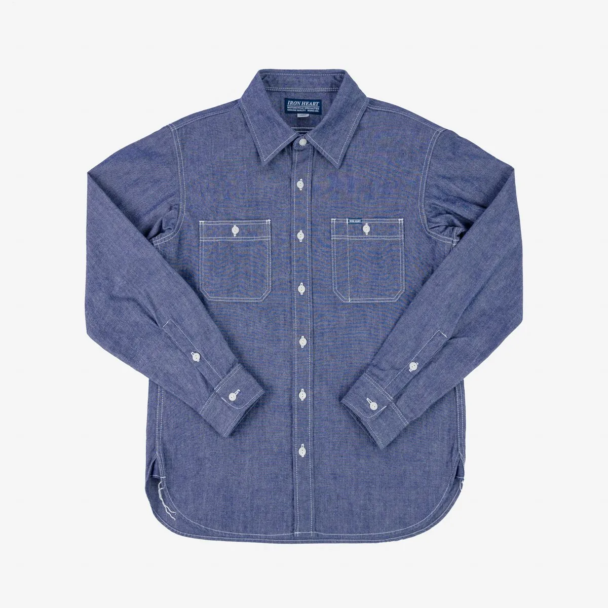 Iron Heart IHSH-363-NAV 10oz Organic Chambray Work Shirt - Navy Blue sold by Franklin and Poe product image thumbnail 3