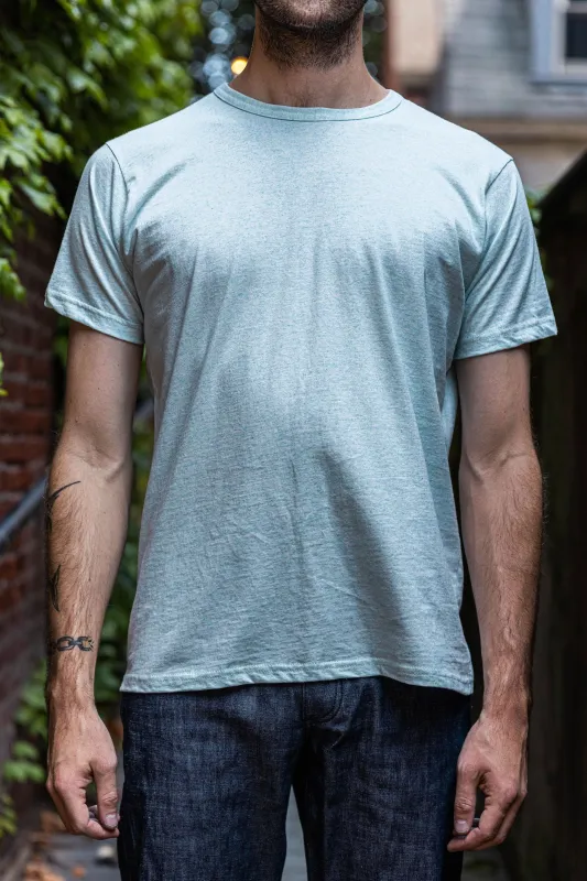 Left Field NYC Heather Crew Tee - Desert Sky sold by Franklin and Poe