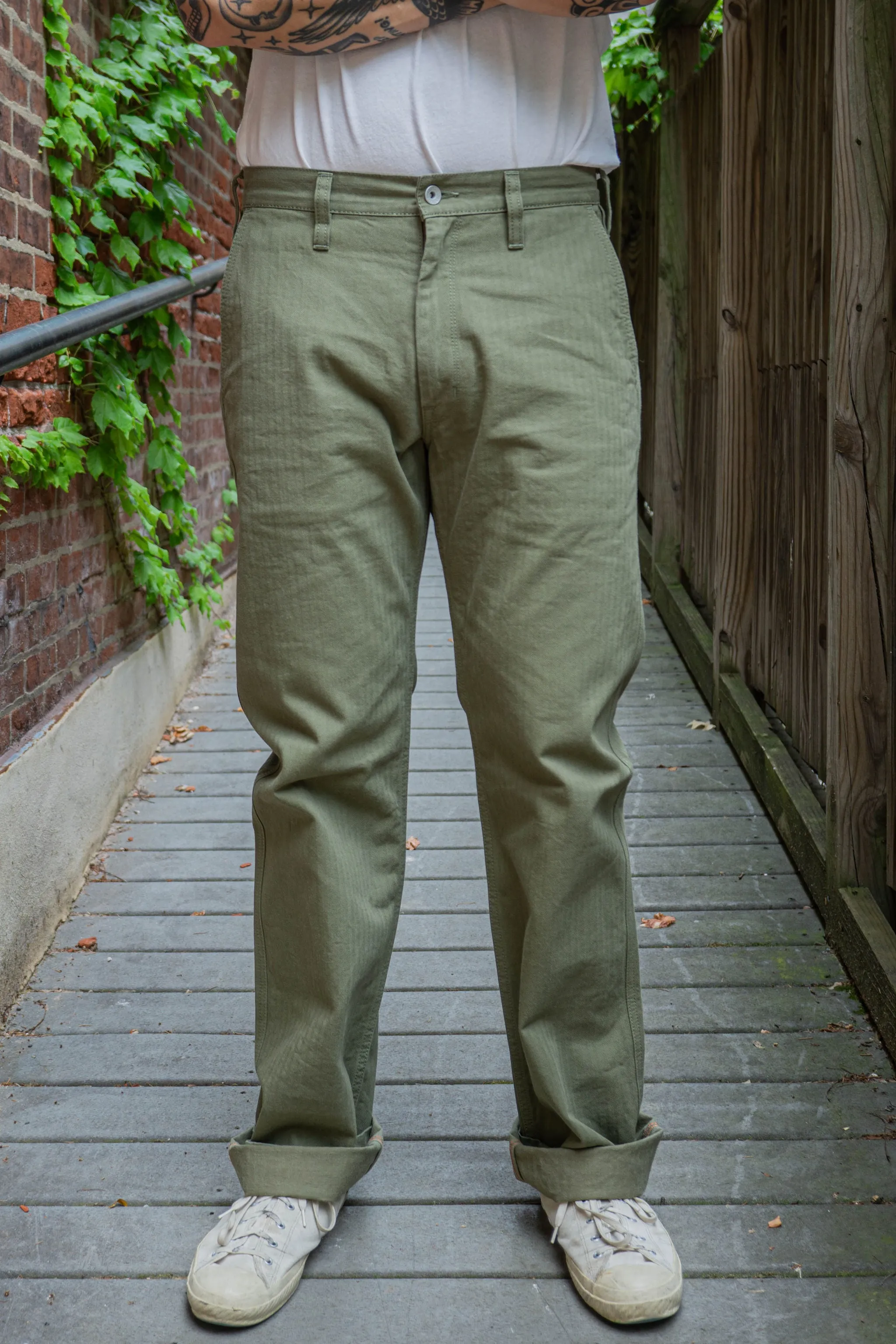 Iron Heart IH-735-ODG 11oz Herringbone Work Pants - Olive Drab Green sold by Franklin and Poe