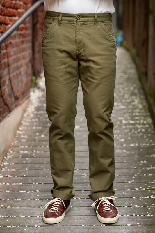 Freenote Cloth Workers Chino Slim Fit - Olive sold by Franklin and Poe