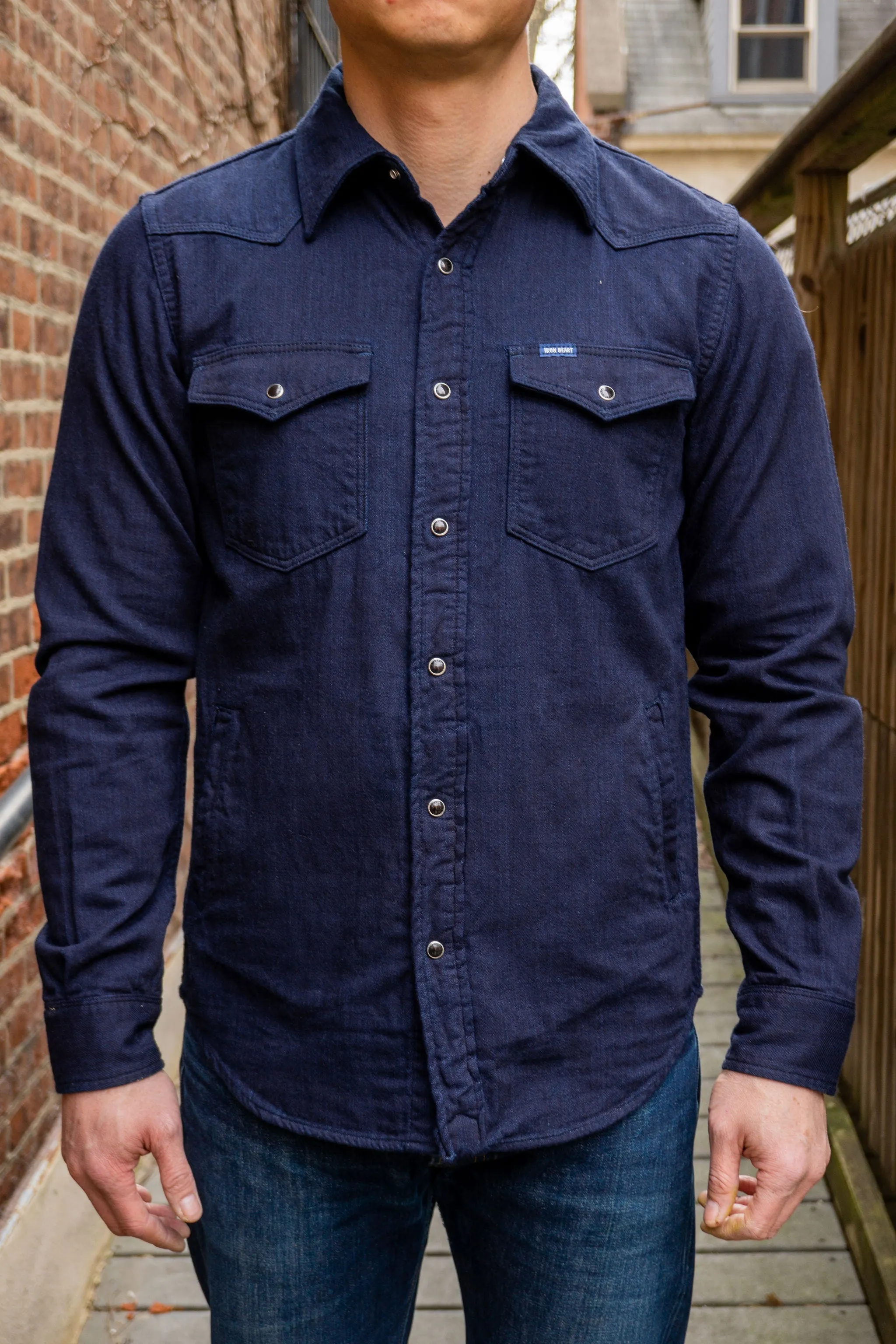 Iron Heart IHSH-347-IND 10oz Double Cloth Denim CPO Shirt - Indigo sold by Franklin and Poe