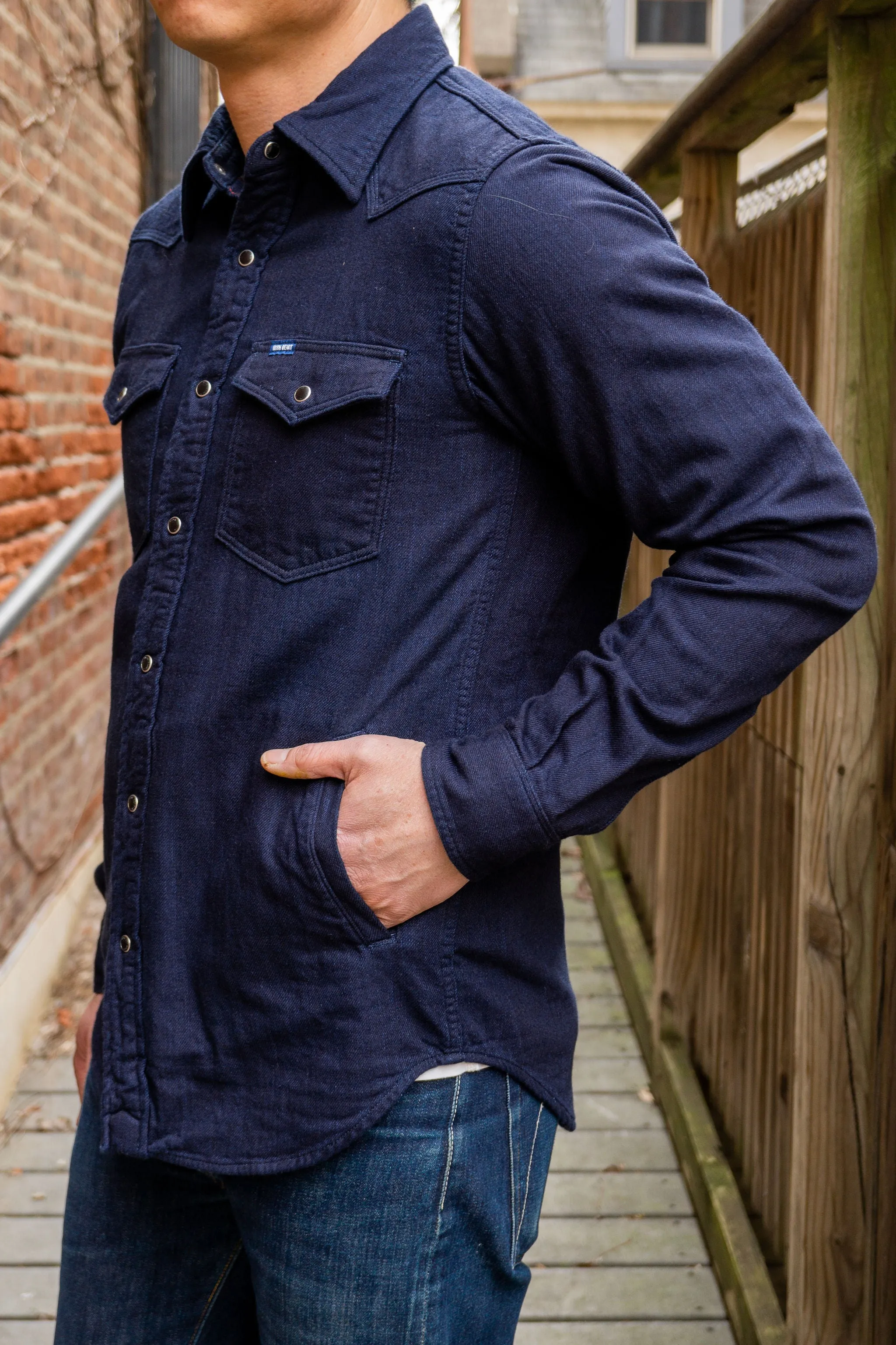 Iron Heart IHSH-347-IND 10oz Double Cloth Denim CPO Shirt - Indigo sold by Franklin and Poe product image thumbnail 2