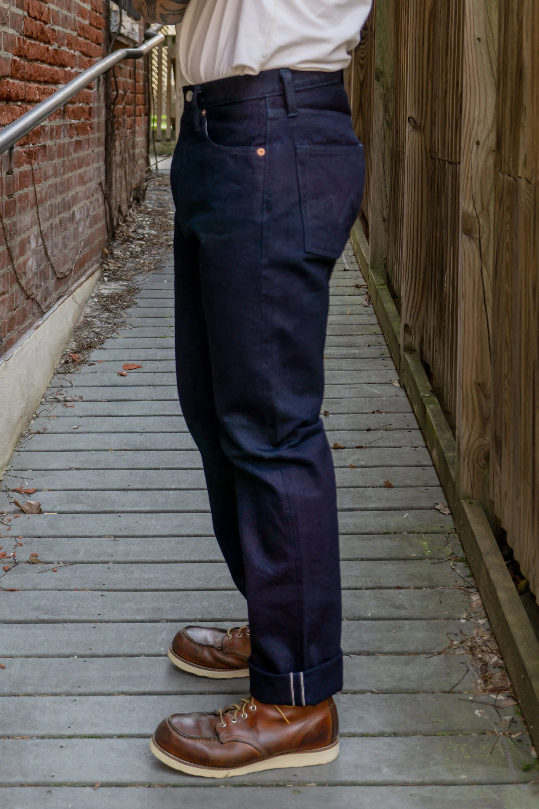 Iron Heart IH-888S-142ii 14oz Selvedge Denim Mid/High Rise Tapered Cut Jeans - Indigo/Indigo sold by Franklin and Poe product image thumbnail 2