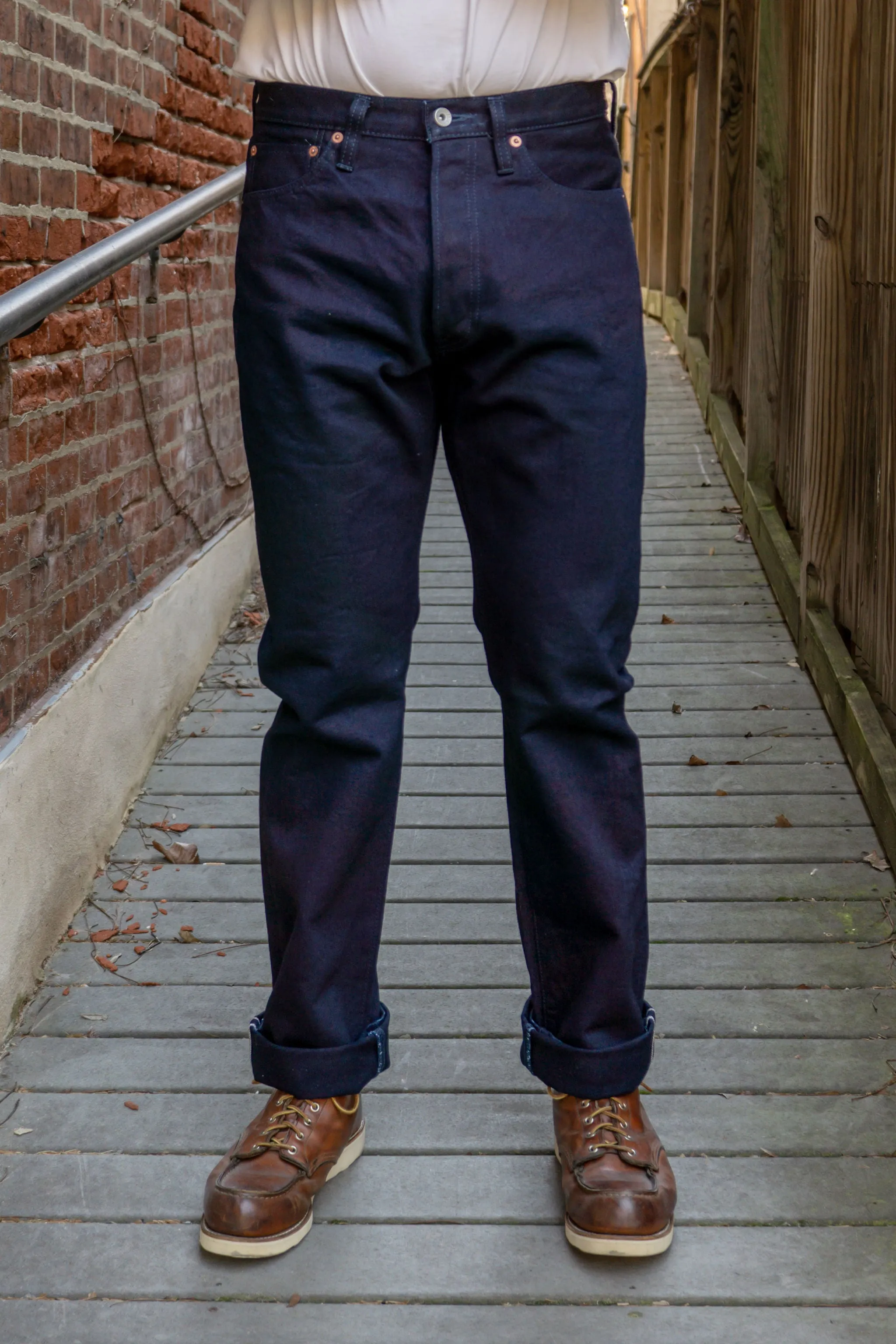 Iron Heart IH-888S-142ii 14oz Selvedge Denim Mid/High Rise Tapered Cut Jeans - Indigo/Indigo sold by Franklin and Poe
