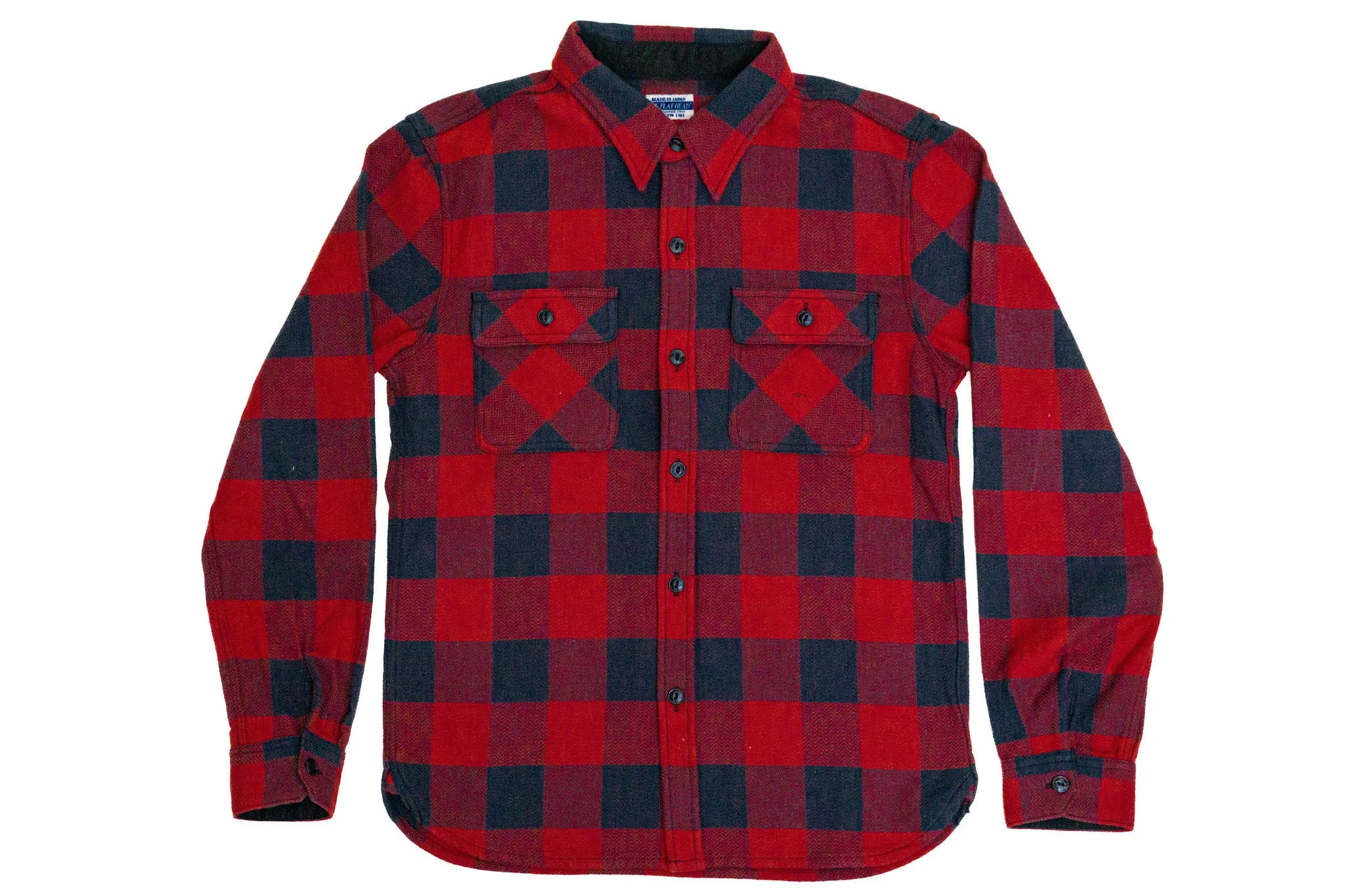 The Flat Head SNR-101L Block Check Flannel Shirt - Red/Black sold by Franklin and Poe product image thumbnail 4