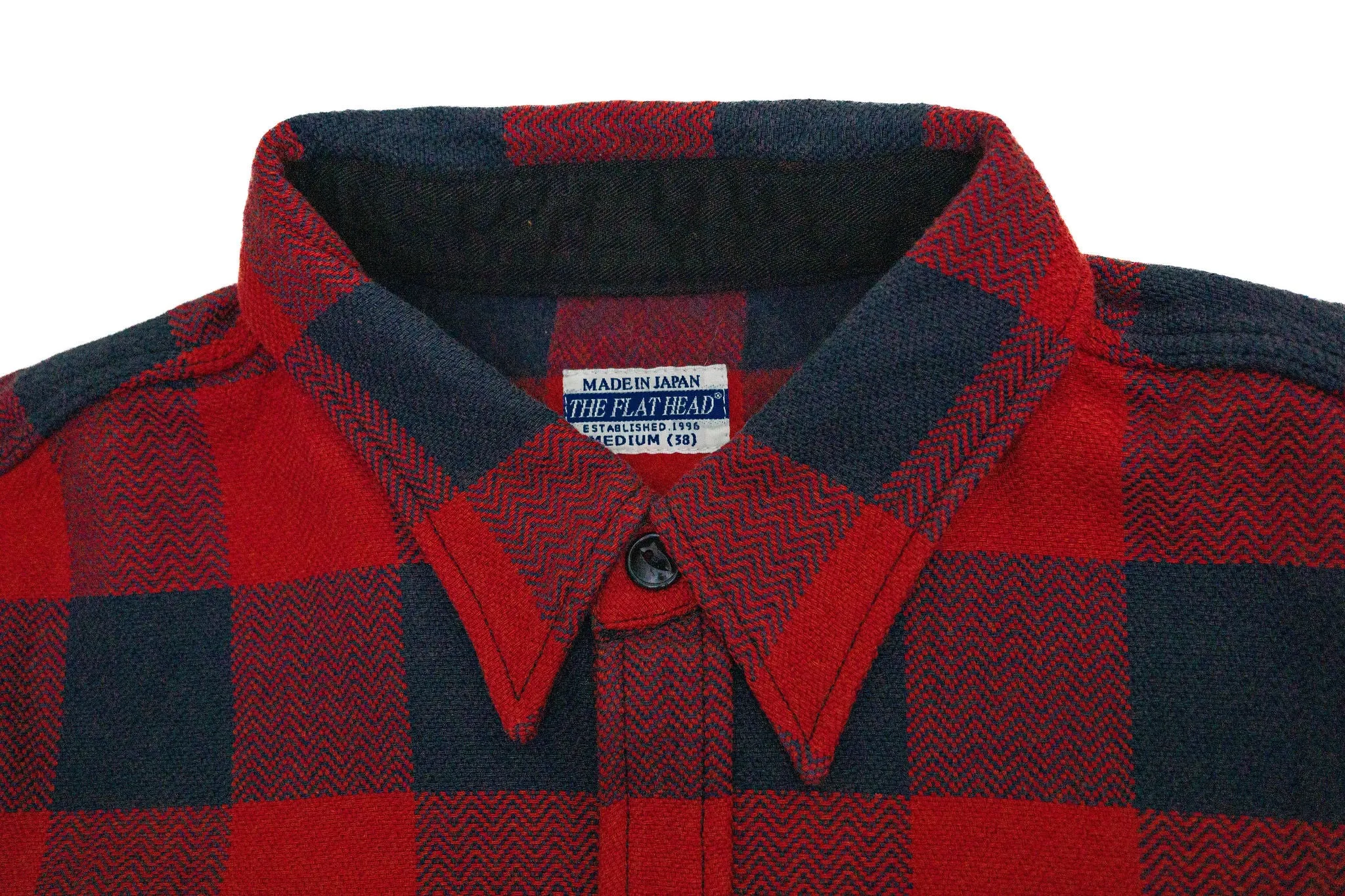 The Flat Head SNR-101L Block Check Flannel Shirt - Red/Black sold by Franklin and Poe product image thumbnail 5