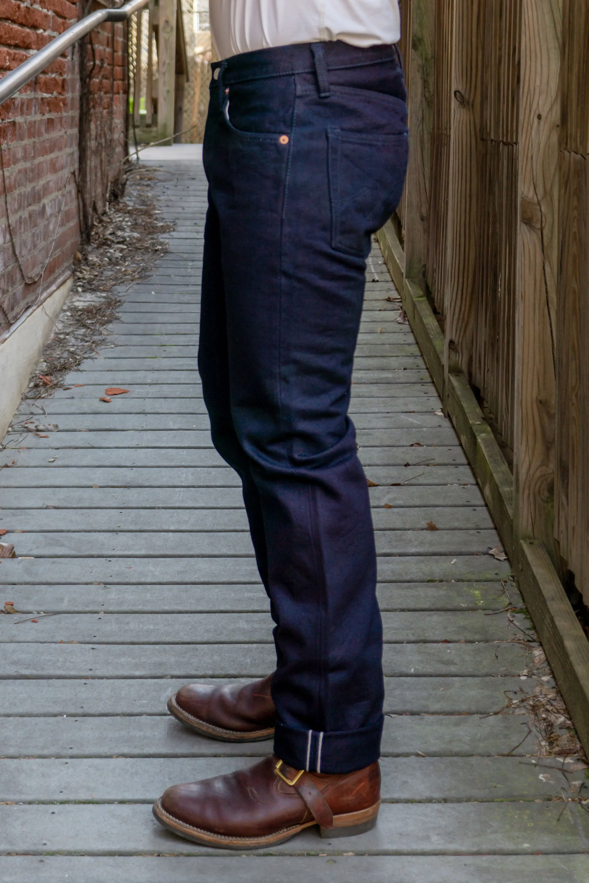 Iron Heart IH-666S-14ii 14oz Selvedge Denim Slim Straight Cut Jeans - Indigo/Indigo sold by Franklin and Poe product image thumbnail 2