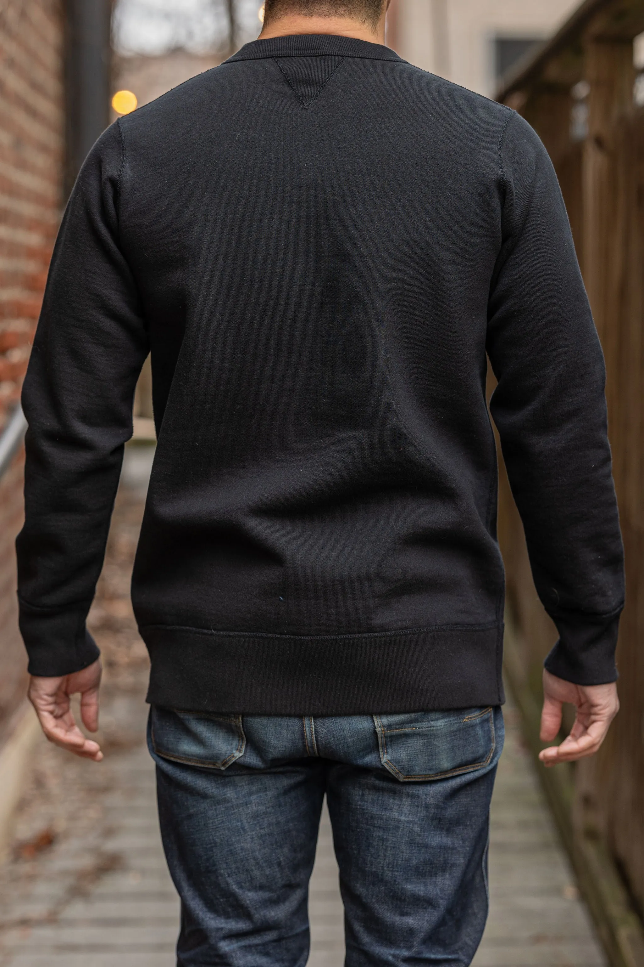 Iron Heart IHSW-69L-BLK 14oz Ultra Heavyweight Loopwheel Cotton Crew Neck Sweat - Black sold by Franklin and Poe product image thumbnail 3