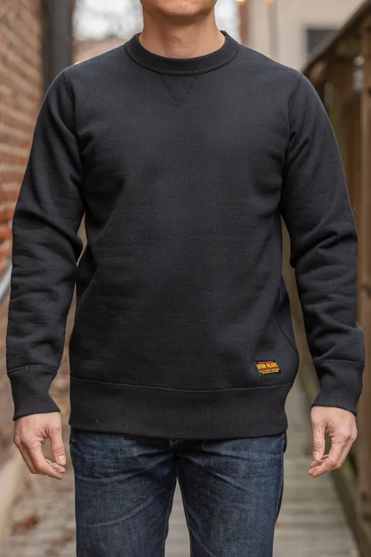 Iron Heart IHSW-69L-BLK 14oz Ultra Heavyweight Loopwheel Cotton Crew Neck Sweat - Black sold by Franklin and Poe