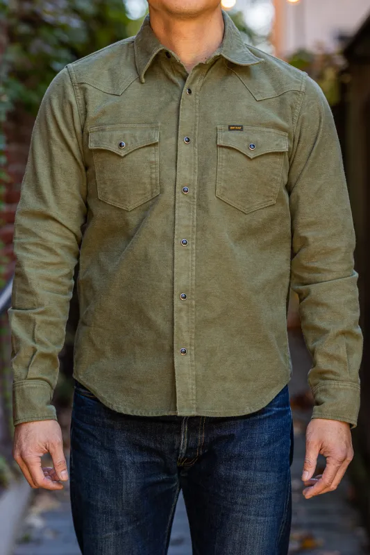 Iron Heart IHSH-330-ODG 9oz Raised Whipcord Western Shirt - Olive sold by Franklin and Poe