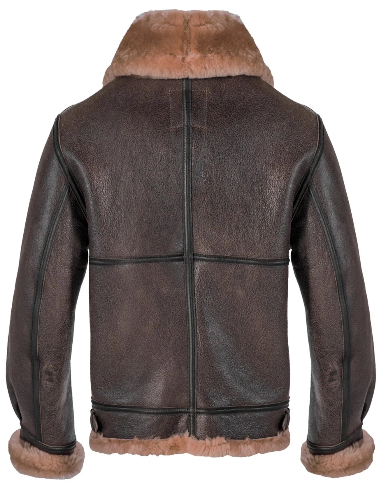 Schott NYC 257S Classic B-3 Sheepskin Leather Bomber Jacket - Brown with Gold sold by Franklin and Poe product image thumbnail 5