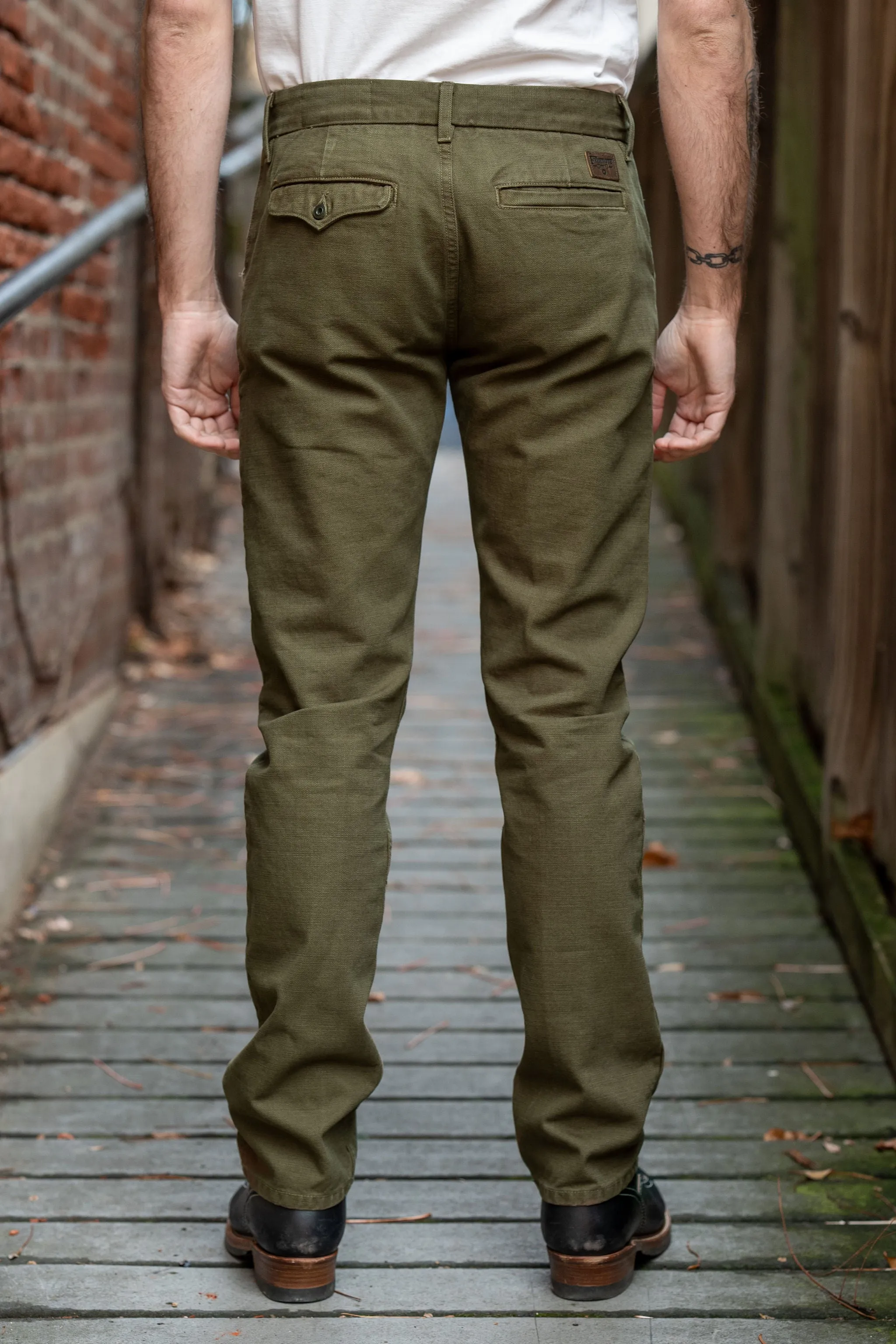 Freenote Cloth Workers Chino Slim Fit - 14oz Slub Army Green sold by Franklin and Poe product image thumbnail 3