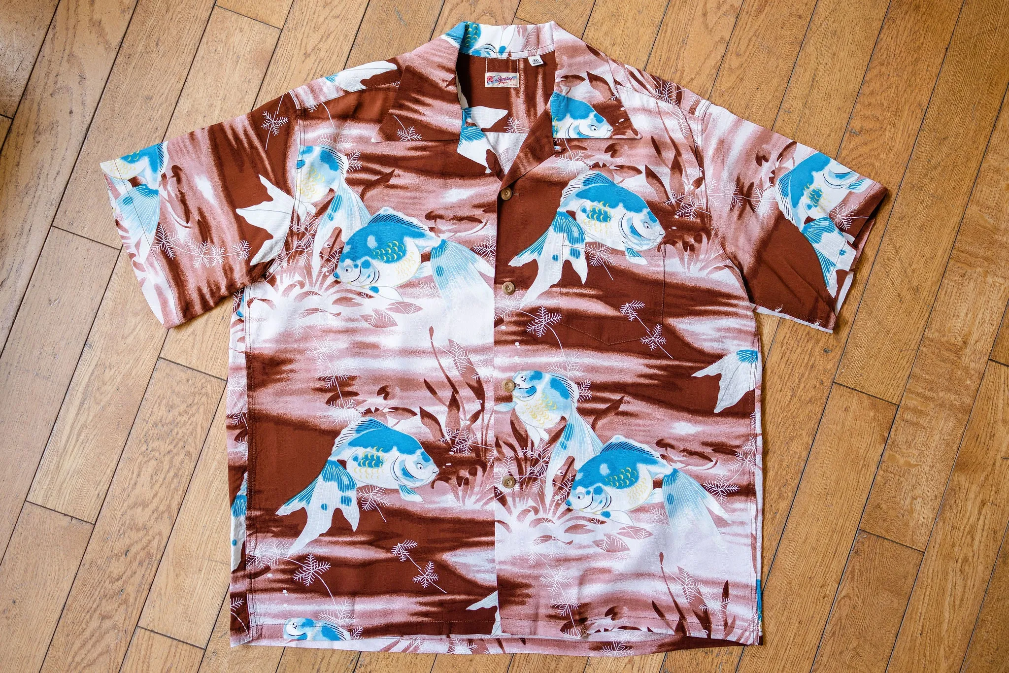 Sun Surf Goldfish S/S Rayon Hawaiian Shirt - Brown sold by Franklin and Poe product image thumbnail 4