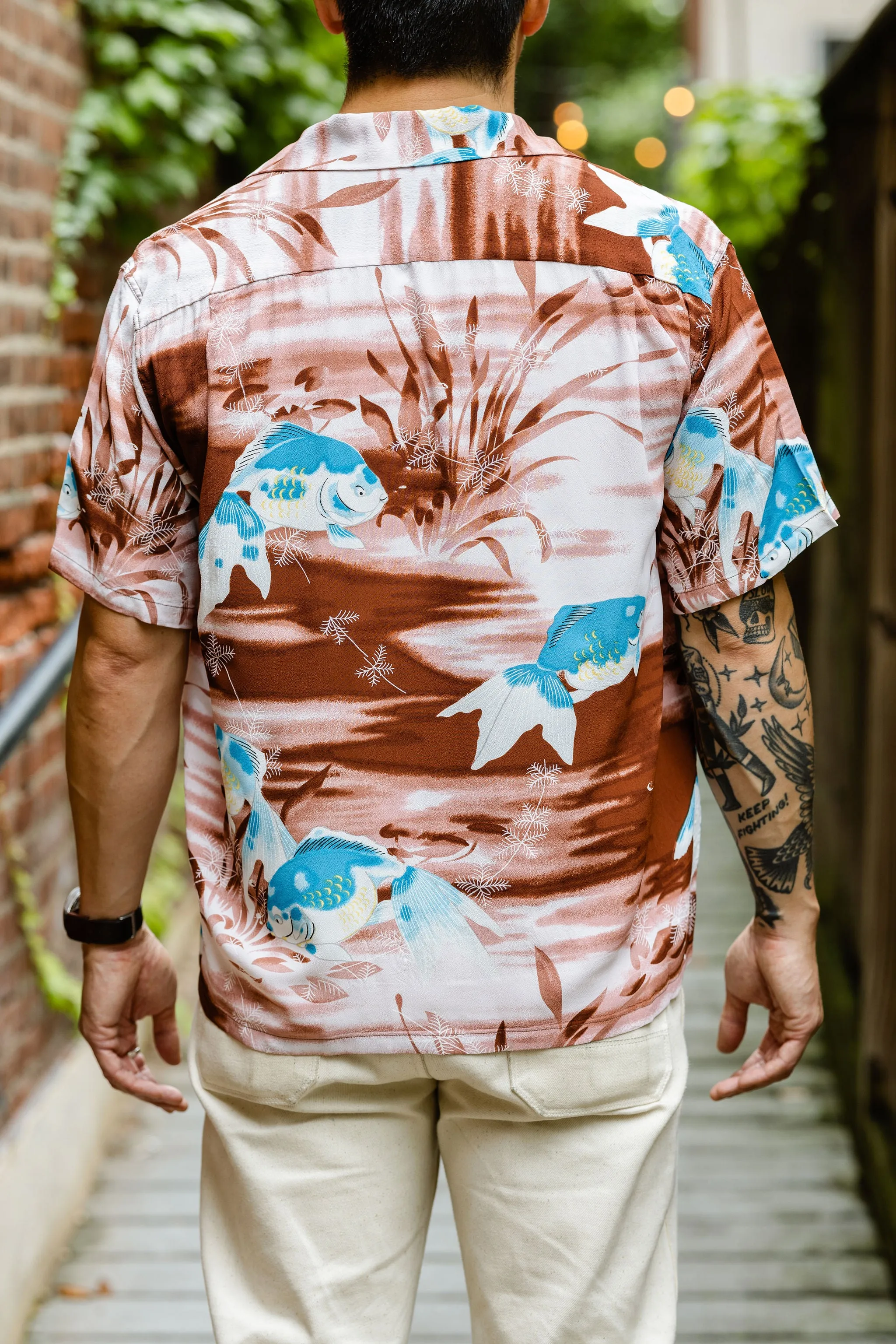 Sun Surf Goldfish S/S Rayon Hawaiian Shirt - Brown sold by Franklin and Poe product image thumbnail 3