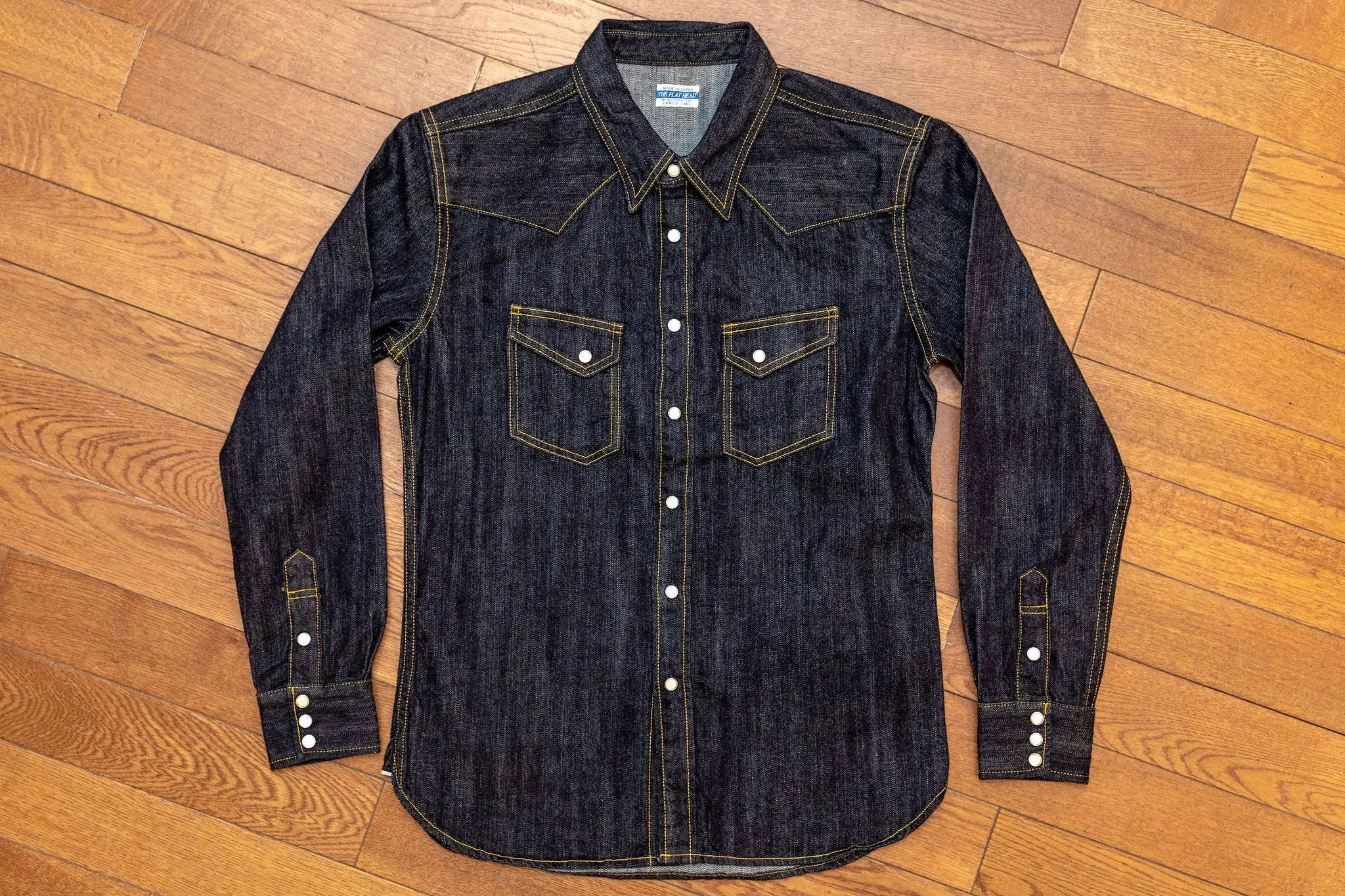 The Flat Head FN-SDW-001L Denim Western Shirt - 10oz Selvedge Denim sold by Franklin and Poe product image thumbnail 5