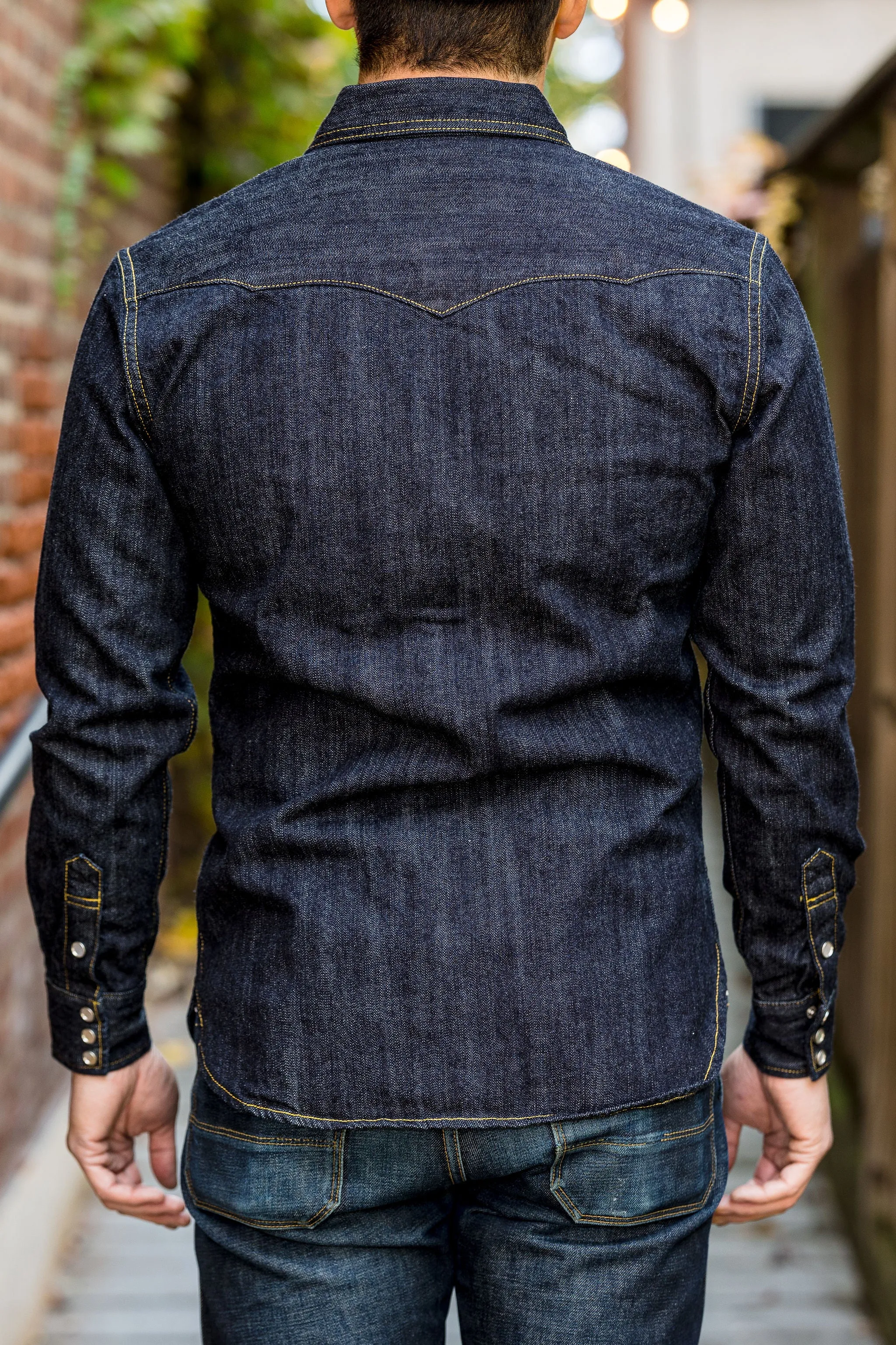 The Flat Head FN-SDW-001L Denim Western Shirt - 10oz Selvedge Denim sold by Franklin and Poe product image thumbnail 3