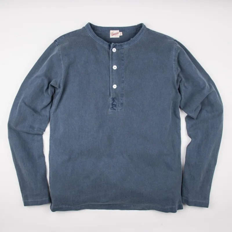 Freenote Cloth 13oz Henley L/S - Faded Blue sold by Franklin and Poe
