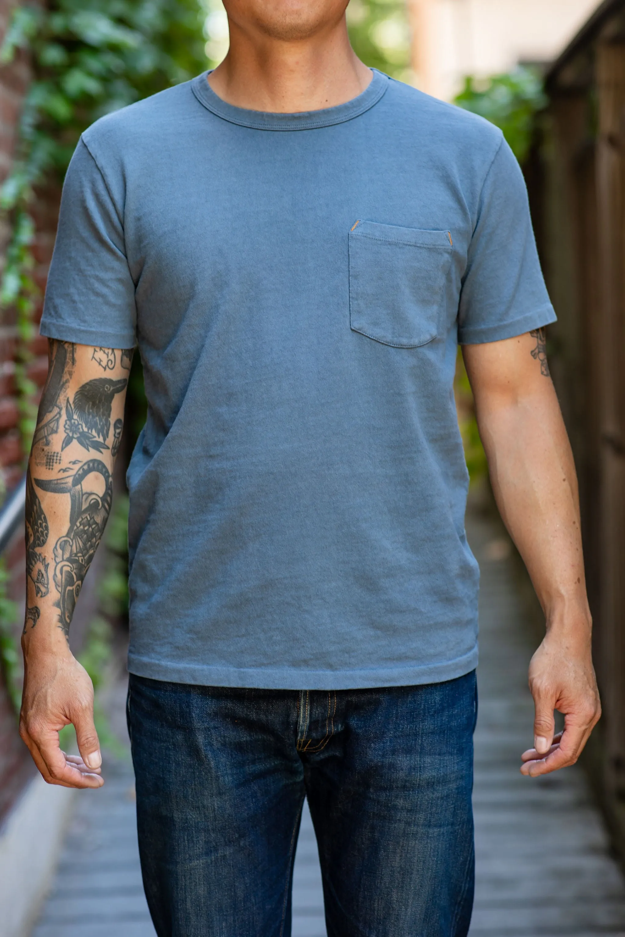 Freenote Cloth 13oz Pocket T-Shirt - Faded Blue sold by Franklin and Poe