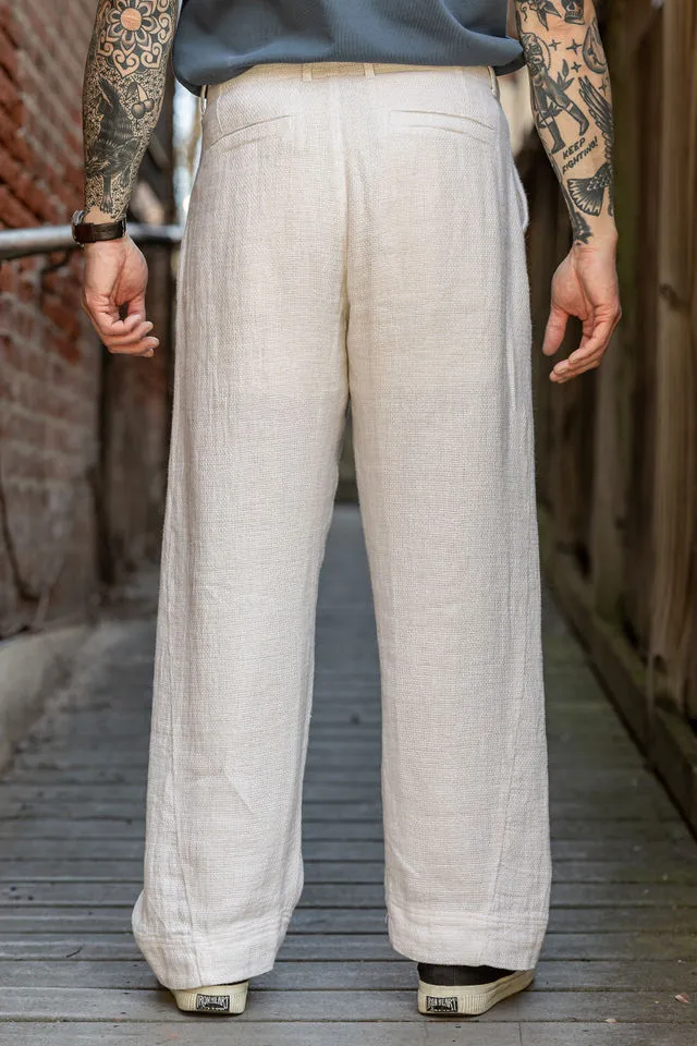 Hansen Garments Bobby Wide Pleated Trousers - Off White Gauze sold by Franklin and Poe product image thumbnail 3