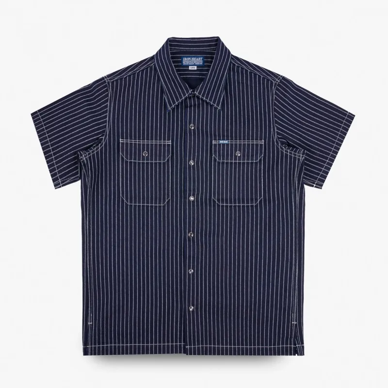 Iron Heart IHSH-416-IND 10oz Wabash Short Sleeved Mechanic Shirt - Indigo sold by Franklin and Poe