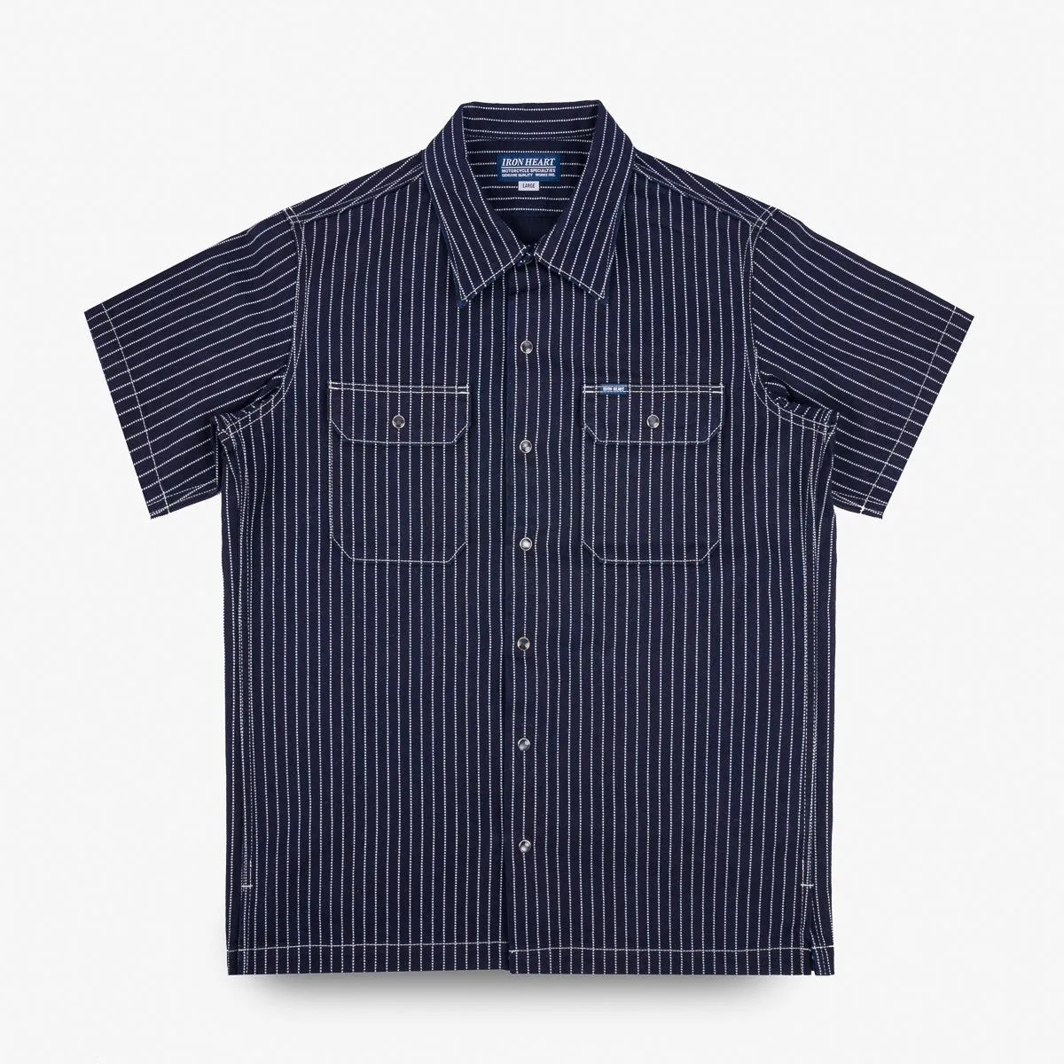 Iron Heart IHSH-416-IND 10oz Wabash Short Sleeved Mechanic Shirt - Indigo sold by Franklin and Poe