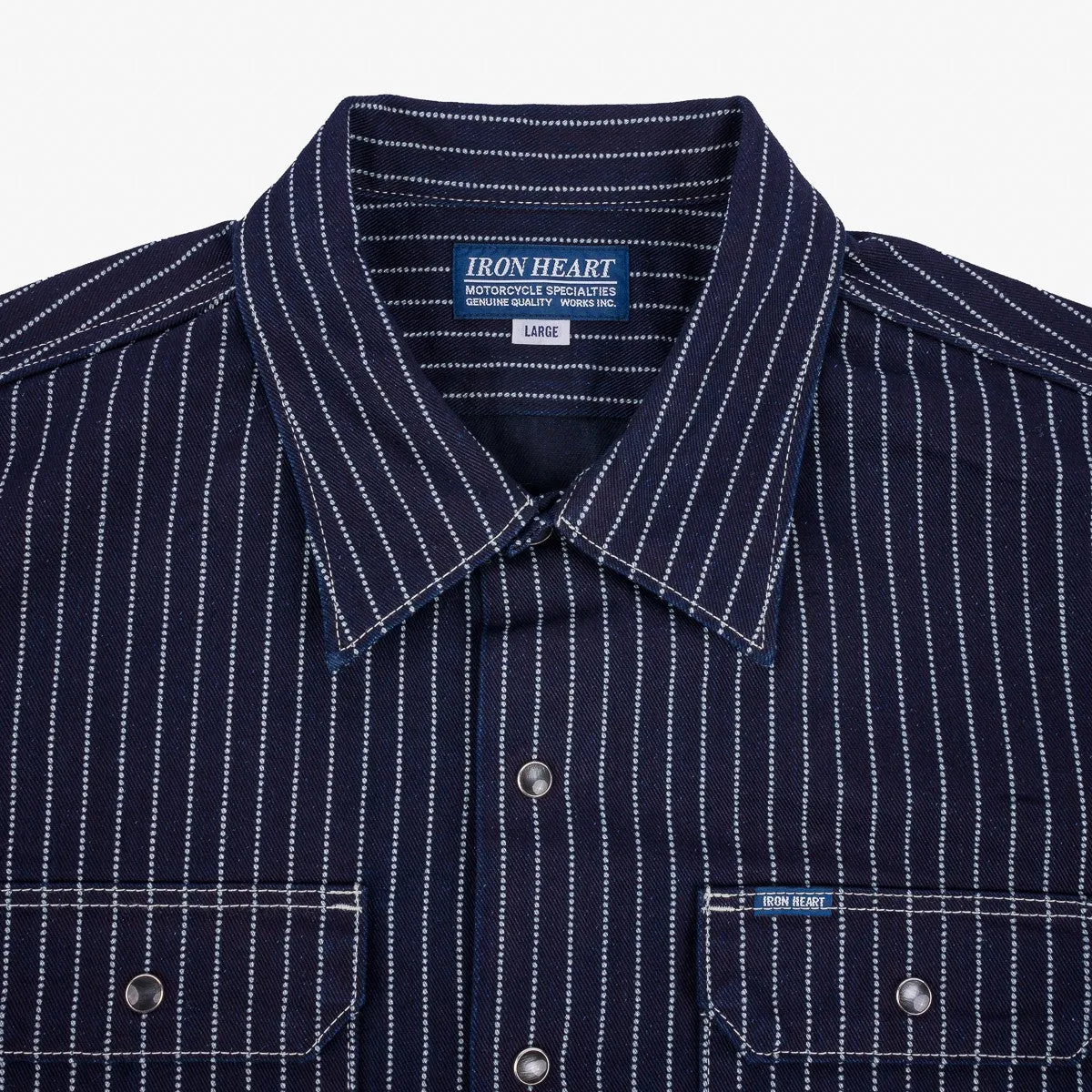 Iron Heart IHSH-416-IND 10oz Wabash Short Sleeved Mechanic Shirt - Indigo sold by Franklin and Poe product image thumbnail 3