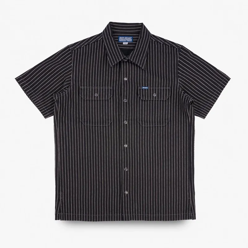 Iron Heart IHSH-416-BLK 10oz Wabash Short Sleeved Mechanic Shirt - Black sold by Franklin and Poe