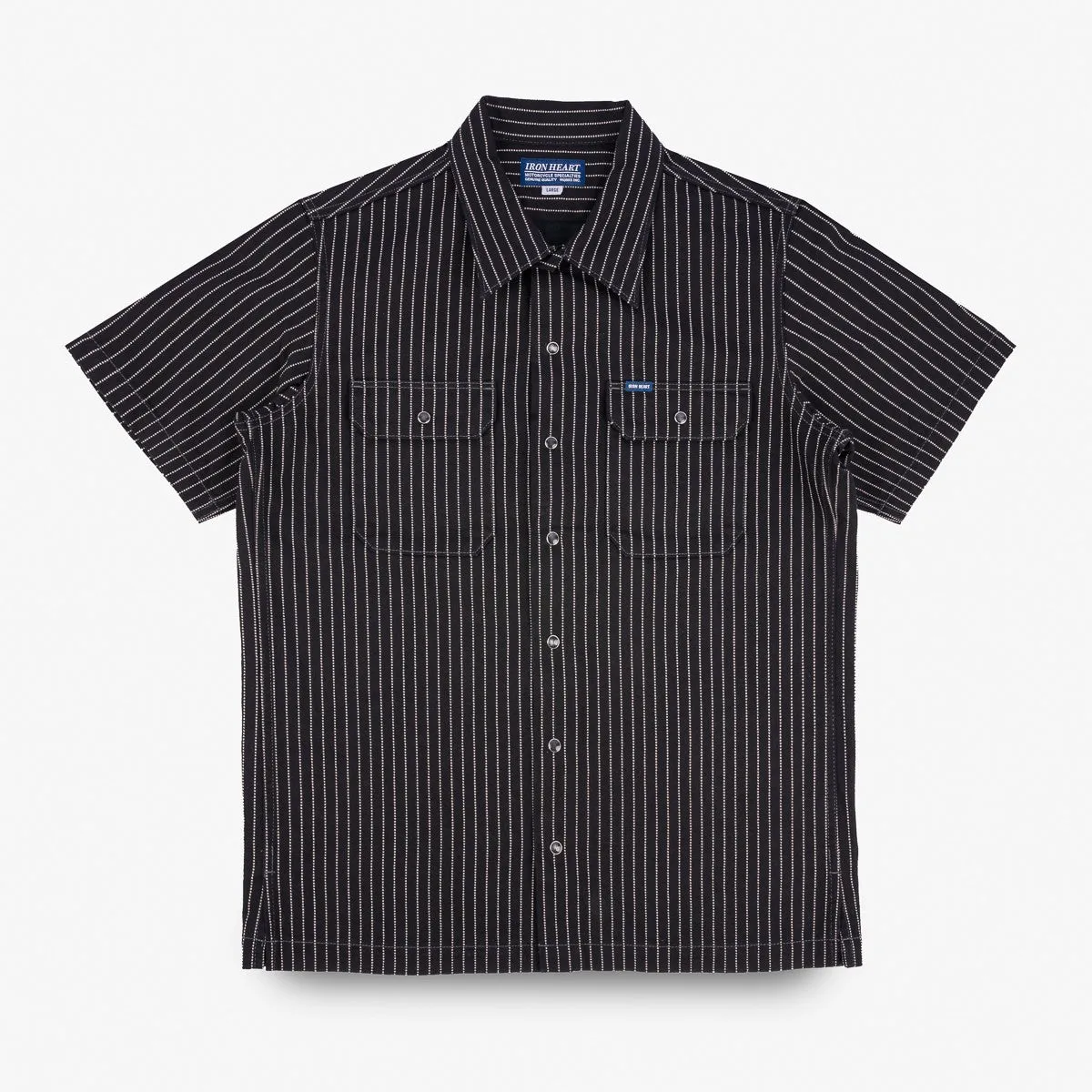 Iron Heart IHSH-416-BLK 10oz Wabash Short Sleeved Mechanic Shirt - Black sold by Franklin and Poe