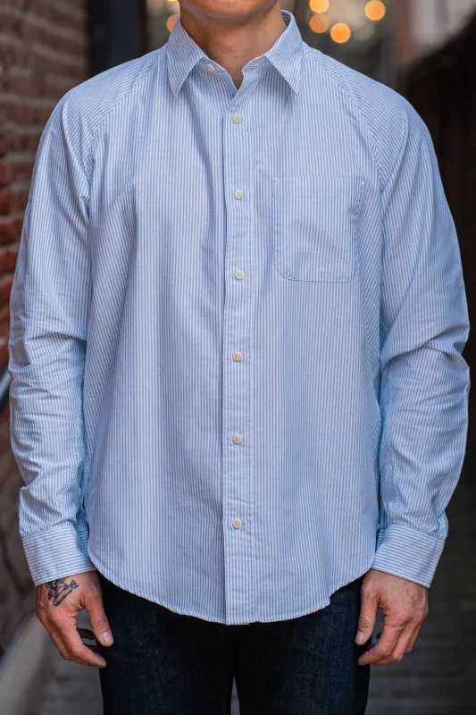 Heimat Textil Artist Shirt - Trail Blue / Seashell Bengal Stripe sold by Franklin and Poe