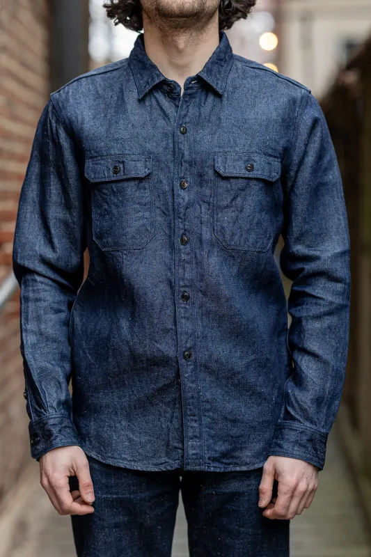 UES 502511 100% Linen Denim Shirt - Denim sold by Franklin and Poe