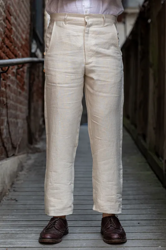 Blluemade Sateen Pant - Belgian Linen Natural sold by Franklin and Poe