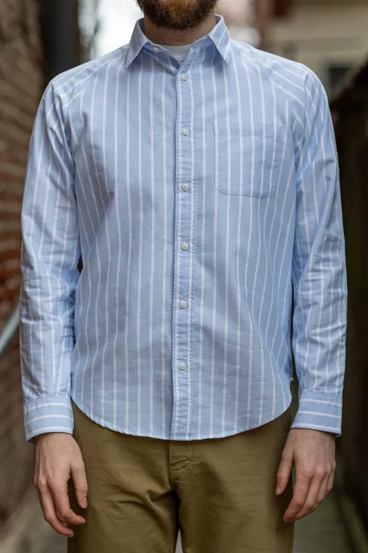 Heimat Textil Artist Shirt - Trail Blue / Seashell Reverse Stripe sold by Franklin and Poe