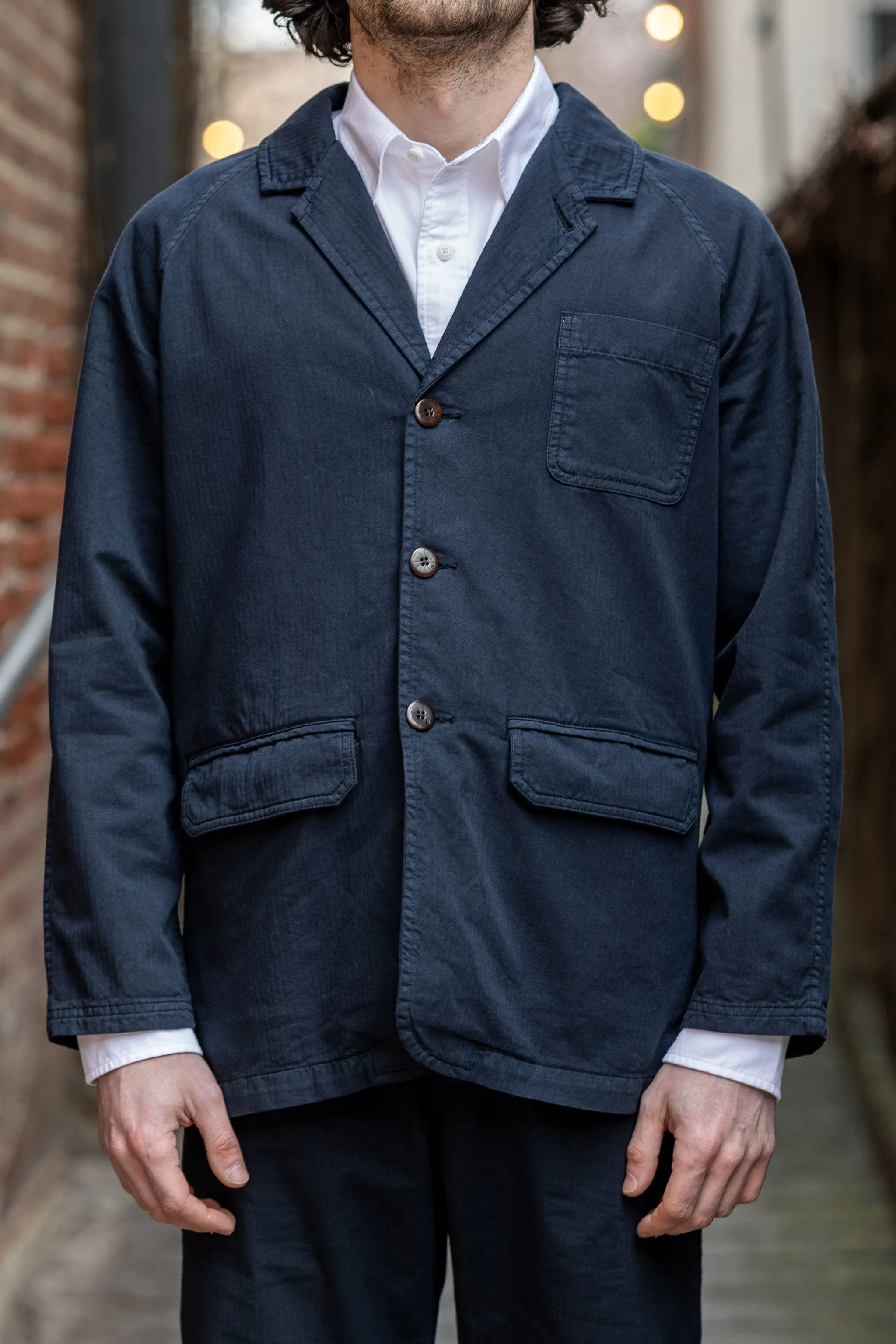 Heimat Textil Artist Blazer Herringbone - Ink sold by Franklin and Poe