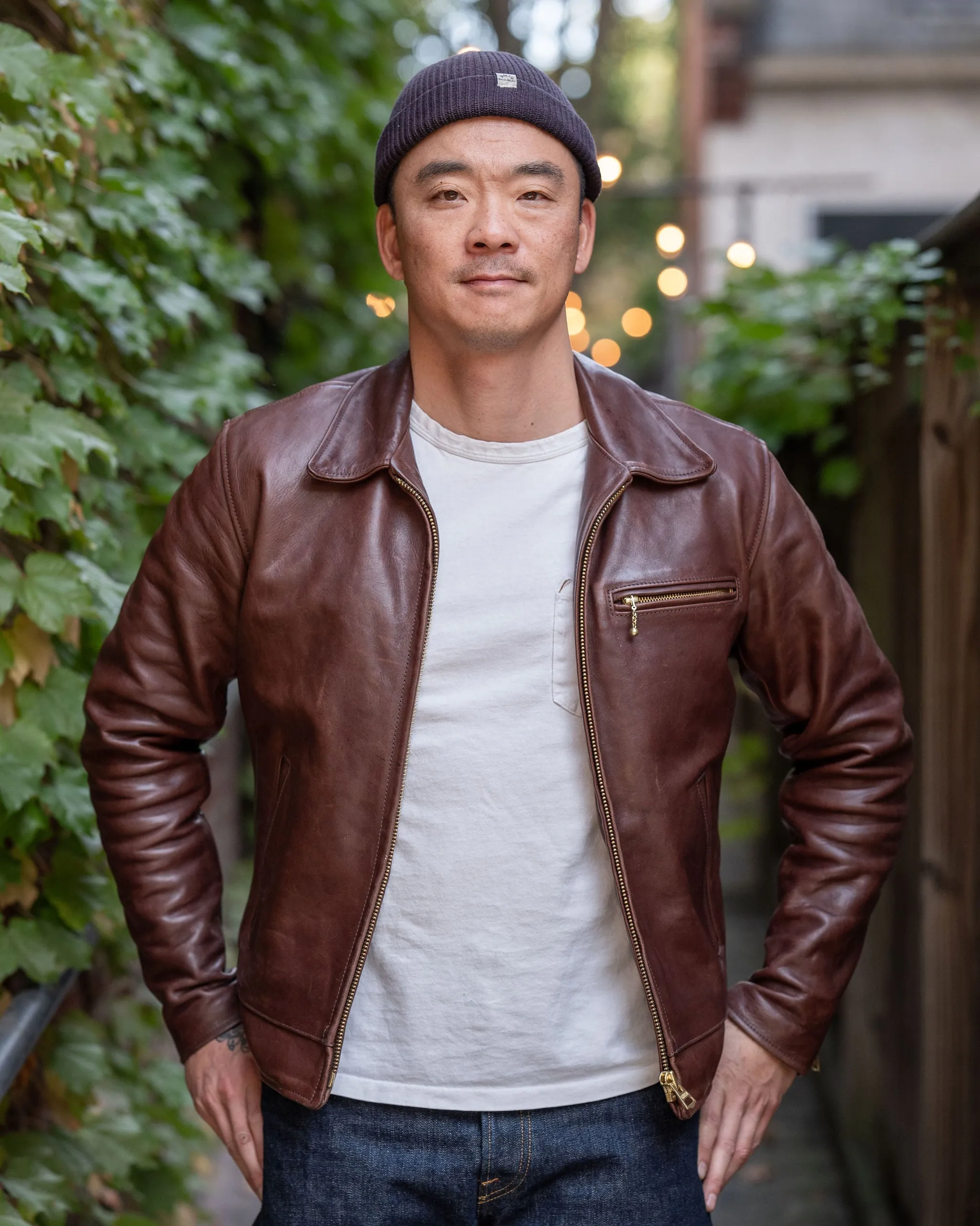 Simmons Bilt x Franklin & Poe Citywide Jacket - Japanese Brown Horsehide Leather sold by Franklin and Poe product image thumbnail 4