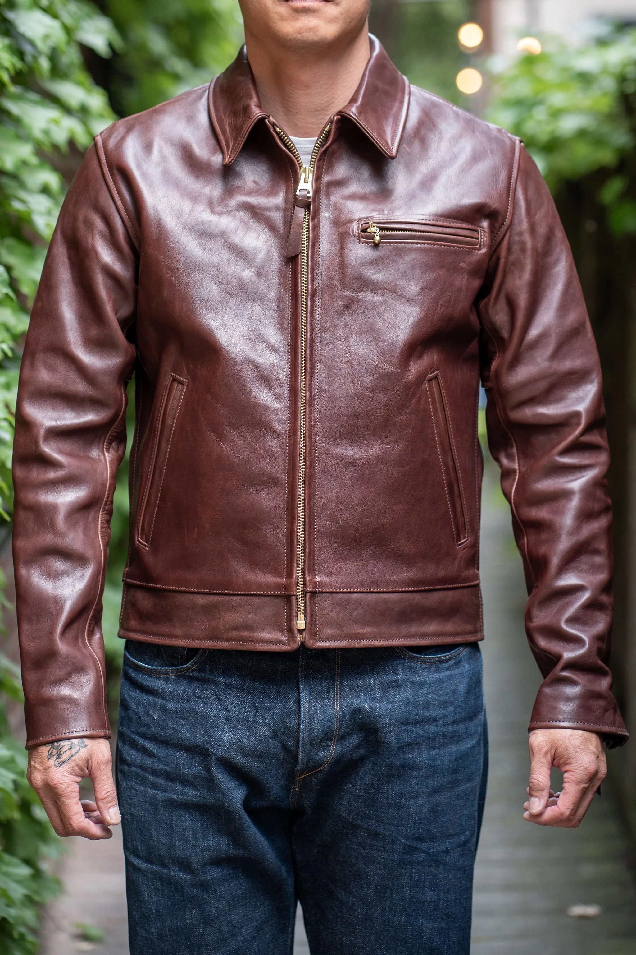 Simmons Bilt x Franklin & Poe Citywide Jacket - Japanese Brown Horsehide Leather sold by Franklin and Poe
