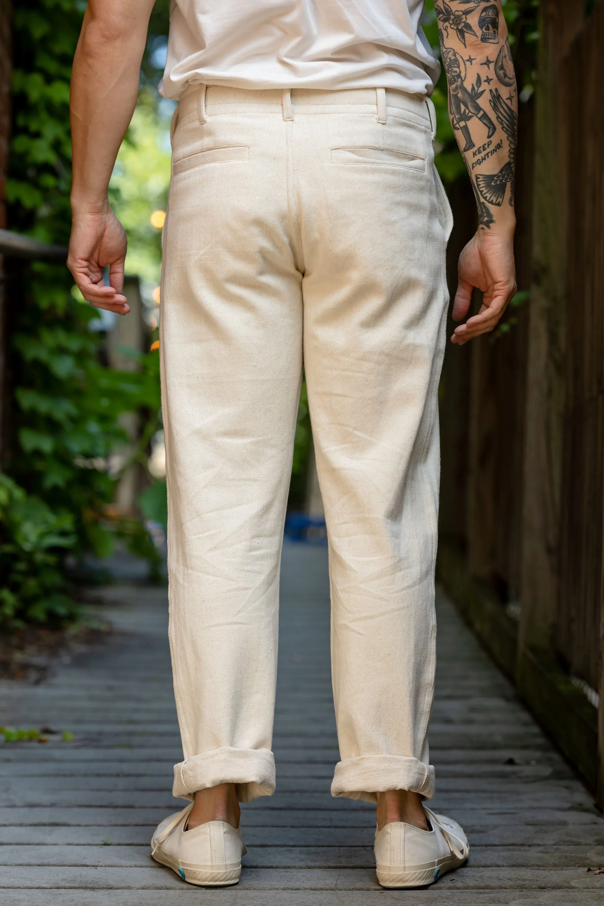 Indi + Ash Obelisk Pant - Handwoven Undyed Denim sold by Franklin and Poe product image thumbnail 3